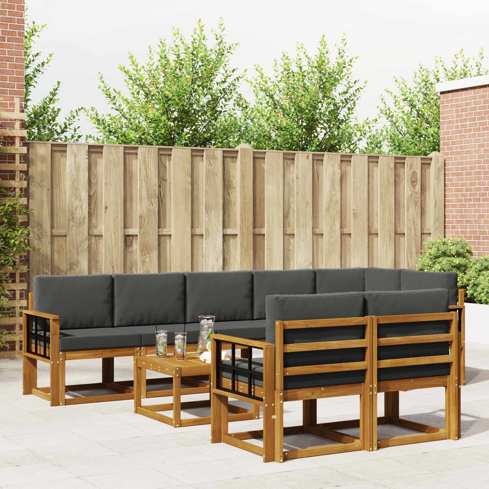 Ensemble de canapés d'extérieur 9 pcs Naturel et Anthracite - XIOS