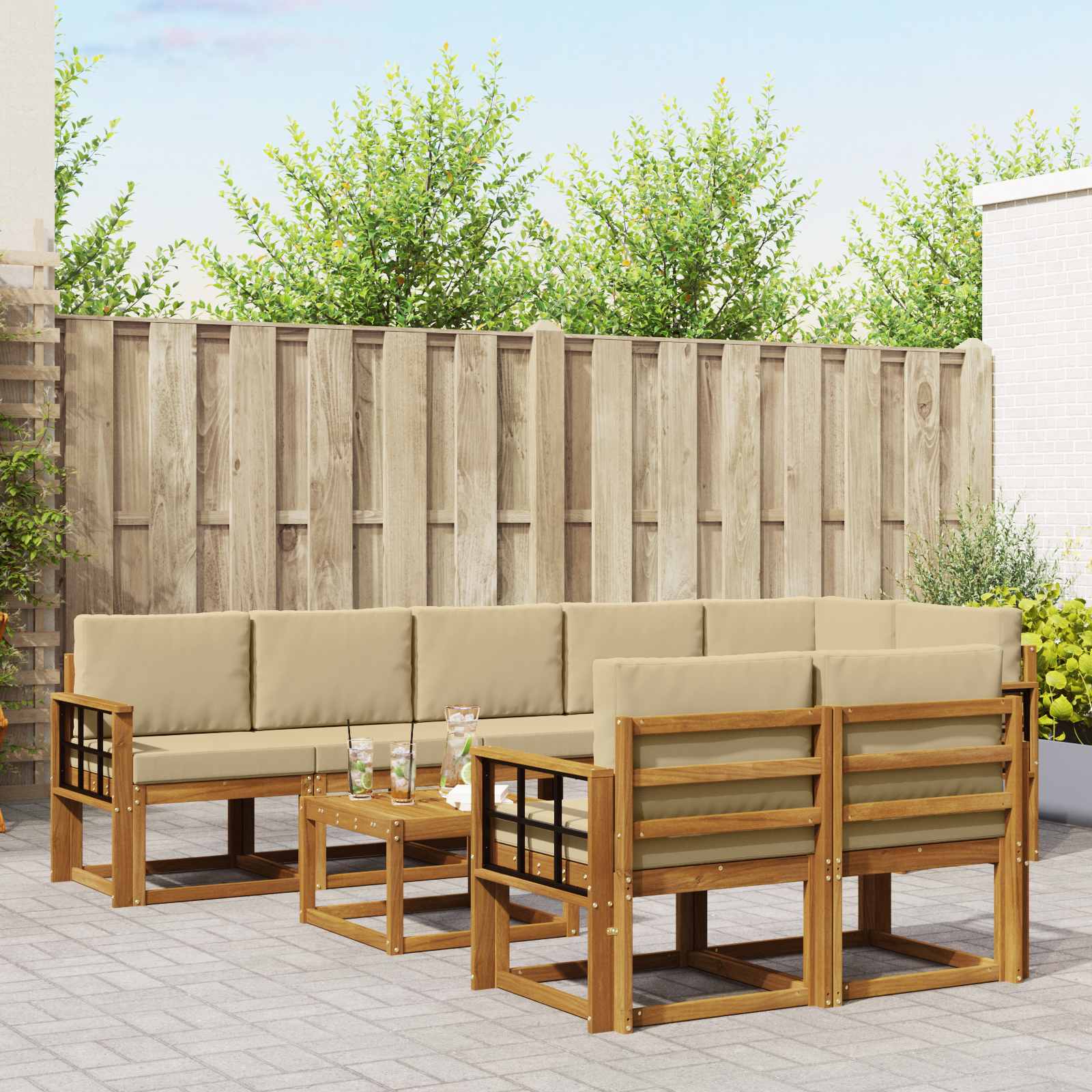 Ensemble de canapés d'extérieur 9 pcs Naturel et Beige - XIOS