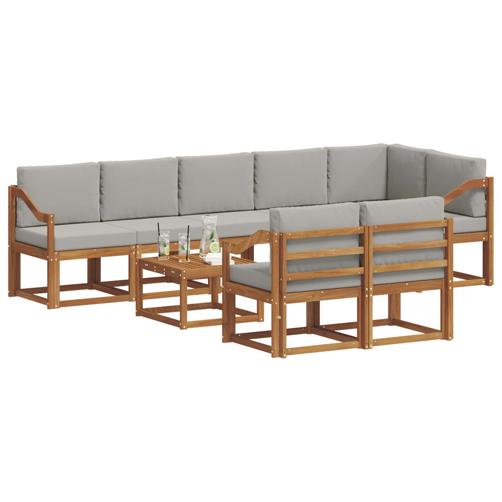 Ensemble de canapés d'extérieur 9 pcs Gris Naturel et Clair - XIOS