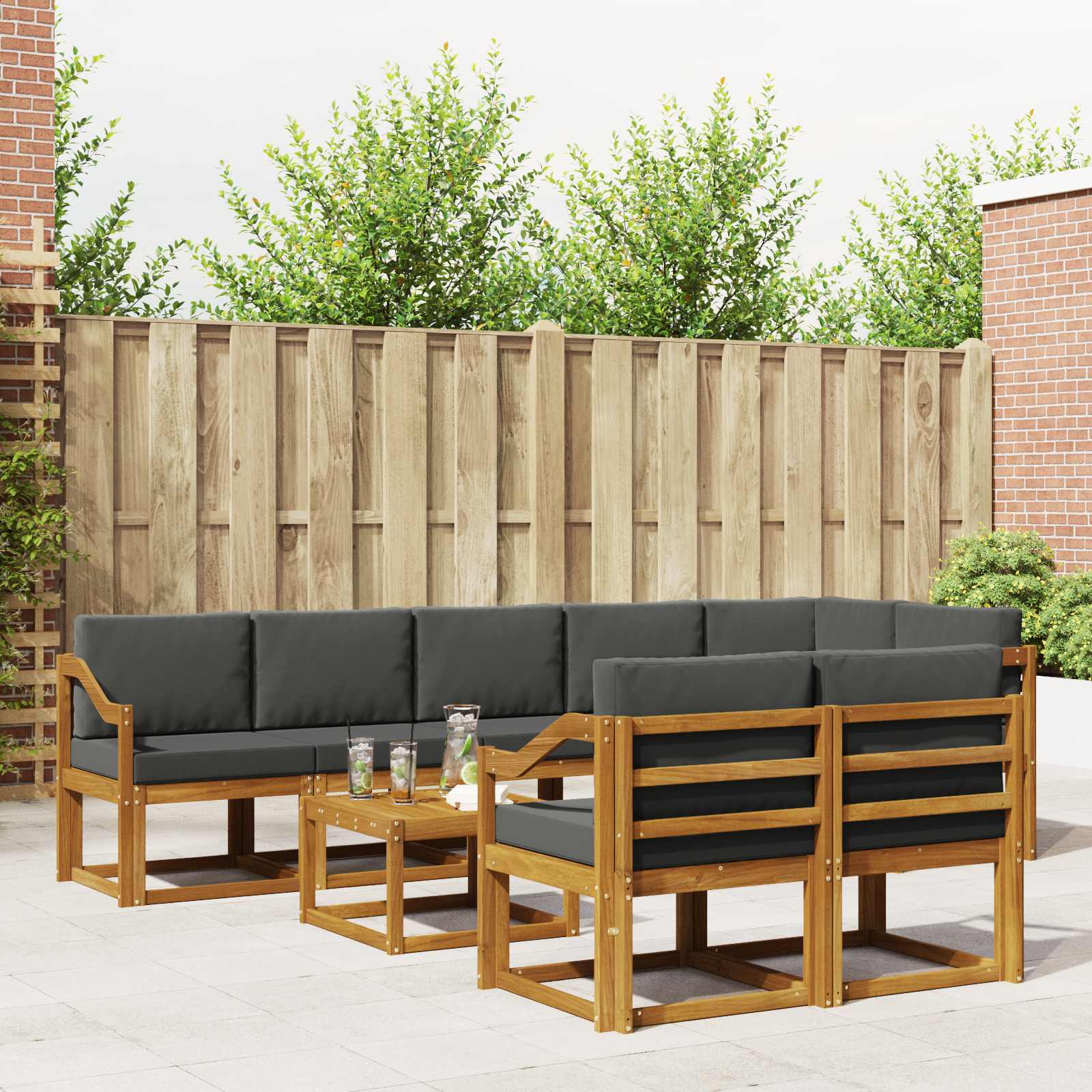 Ensemble de canapés d'extérieur 9 pcs Naturel et Anthracite - XIOS