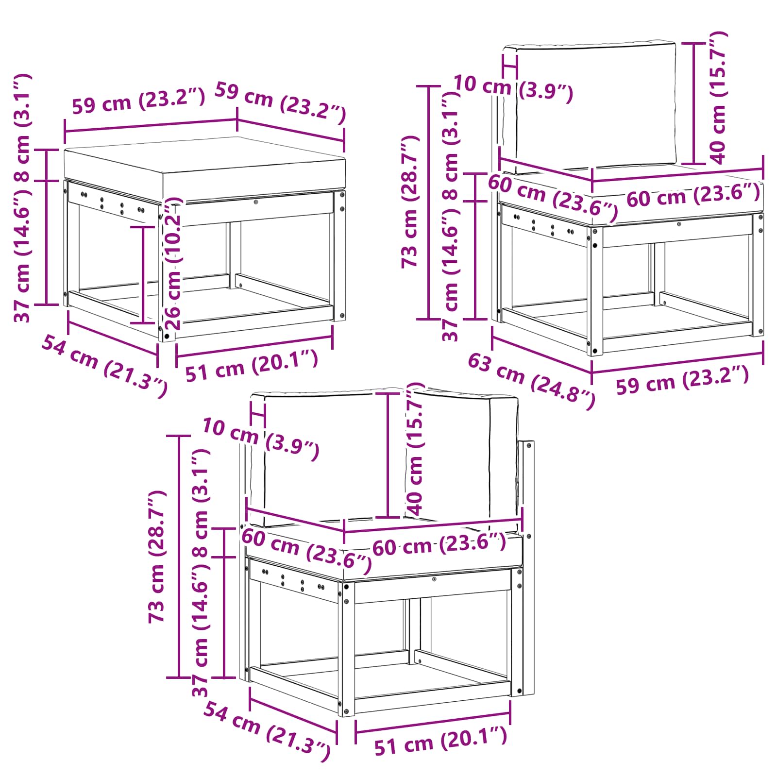 Ensemble de canapés d'extérieur 6 pcs Naturel et Crème - XIOS