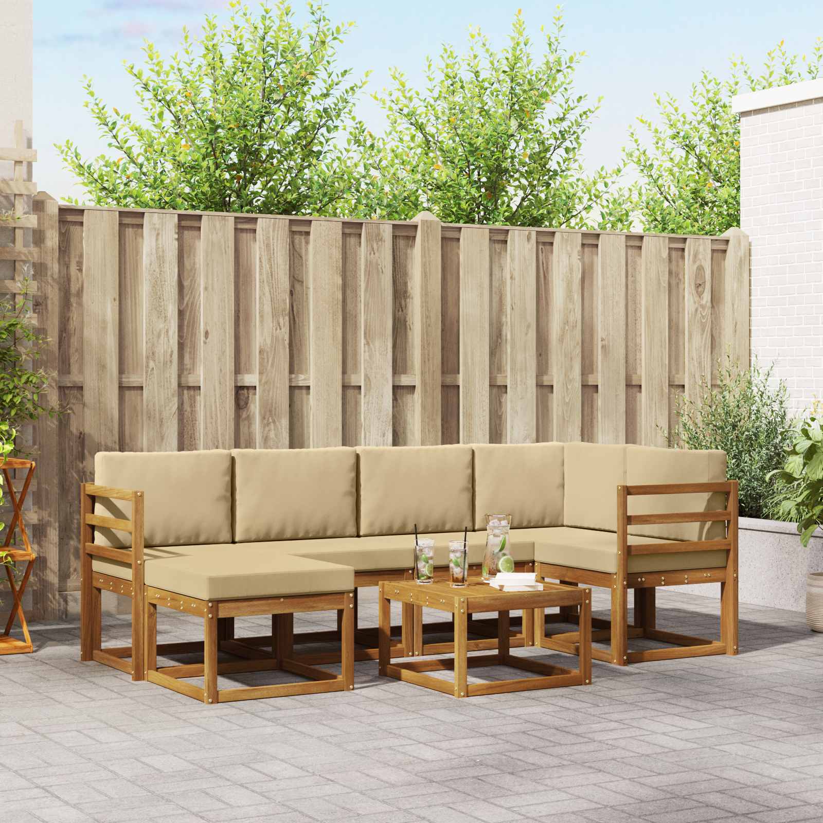 Ensemble de canapés d'extérieur 7 pcs Naturel et Beige - XIOS
