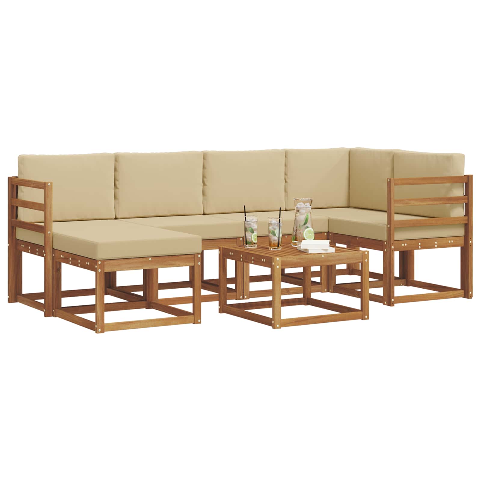 Ensemble de canapés d'extérieur 7 pcs Naturel et Beige - XIOS