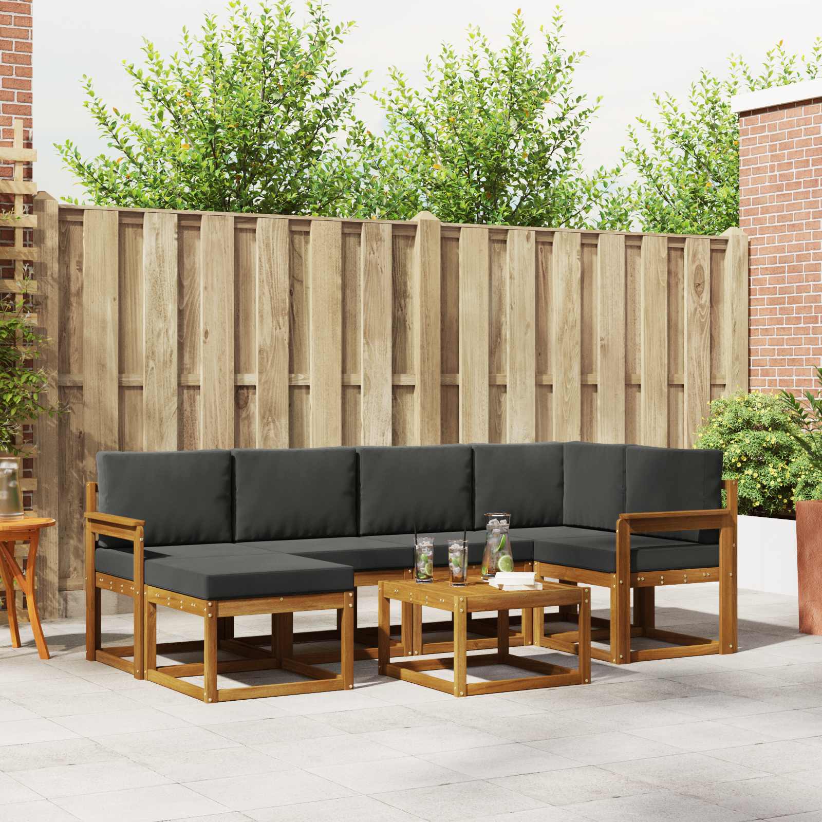 Ensemble de canapés d'extérieur 7 pcs Naturel et Anthracite - XIOS