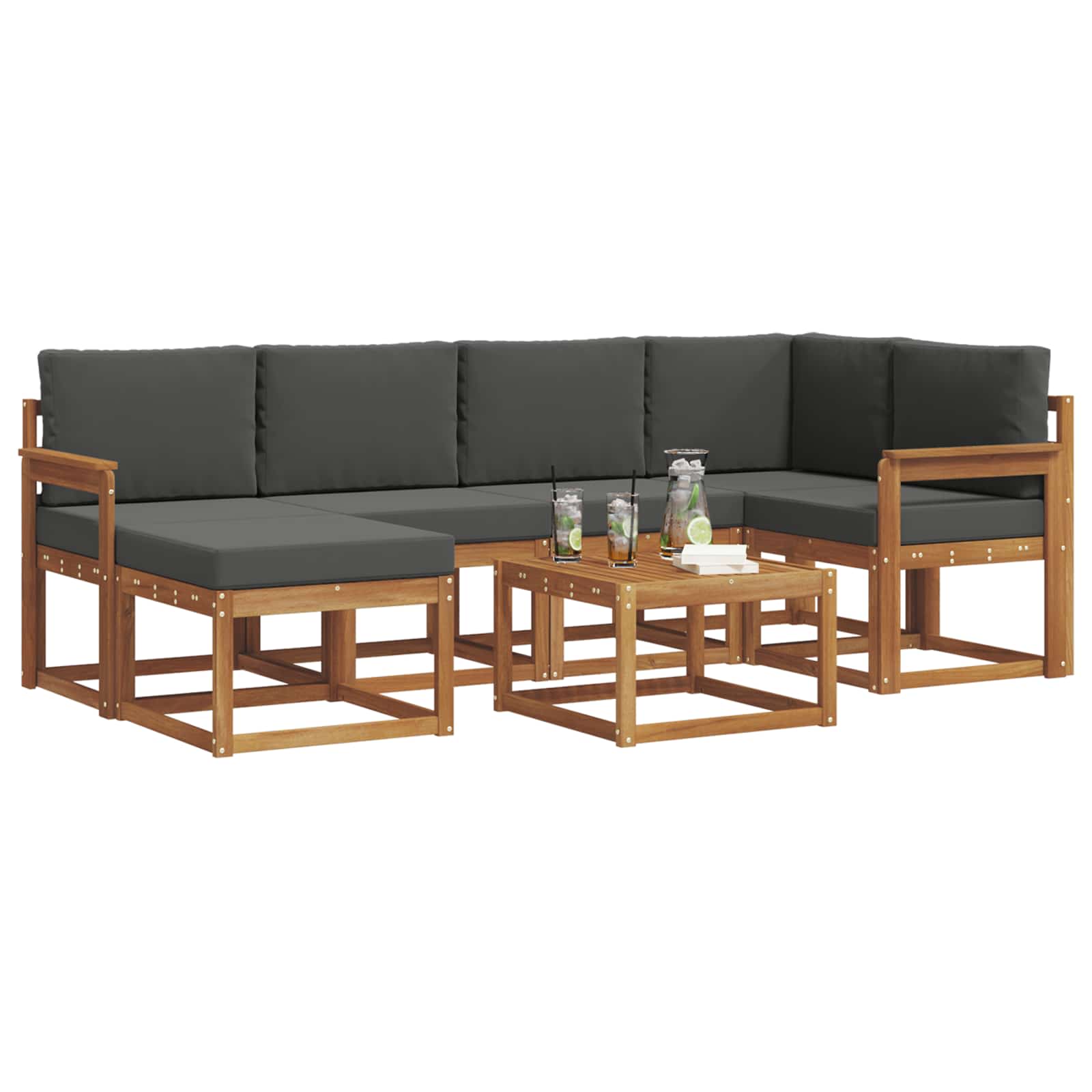 Ensemble de canapés d'extérieur 7 pcs Naturel et Anthracite - XIOS
