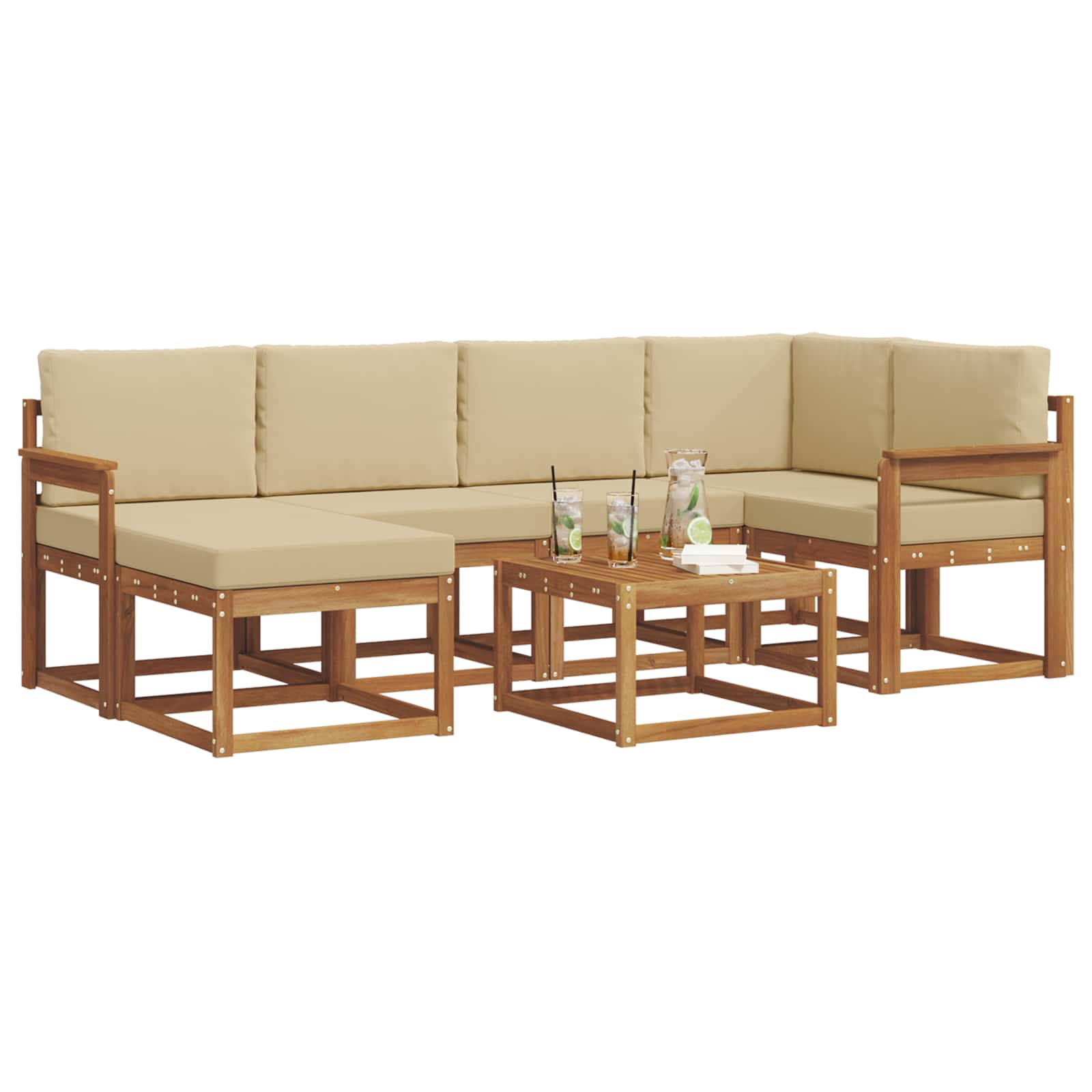 Ensemble de canapés d'extérieur 7 pcs Naturel et Beige - XIOS