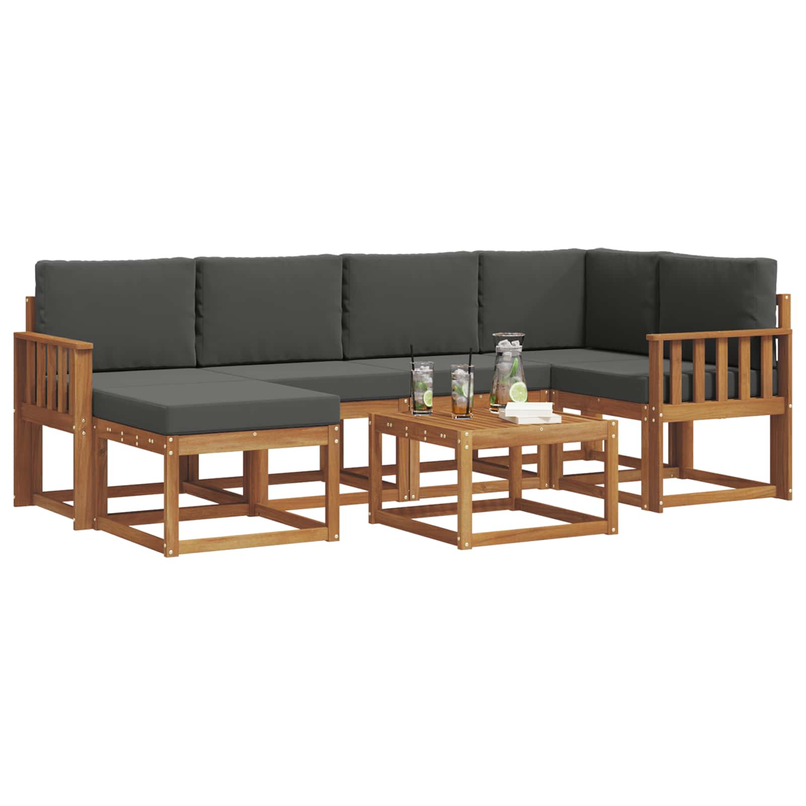 Ensemble de canapés d'extérieur 7 pcs Naturel et Anthracite - XIOS