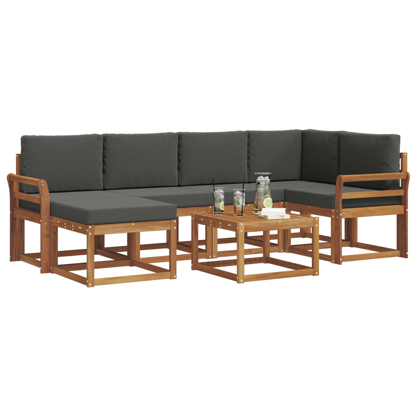 Ensemble de canapés d'extérieur 7 pcs Naturel et Anthracite - XIOS
