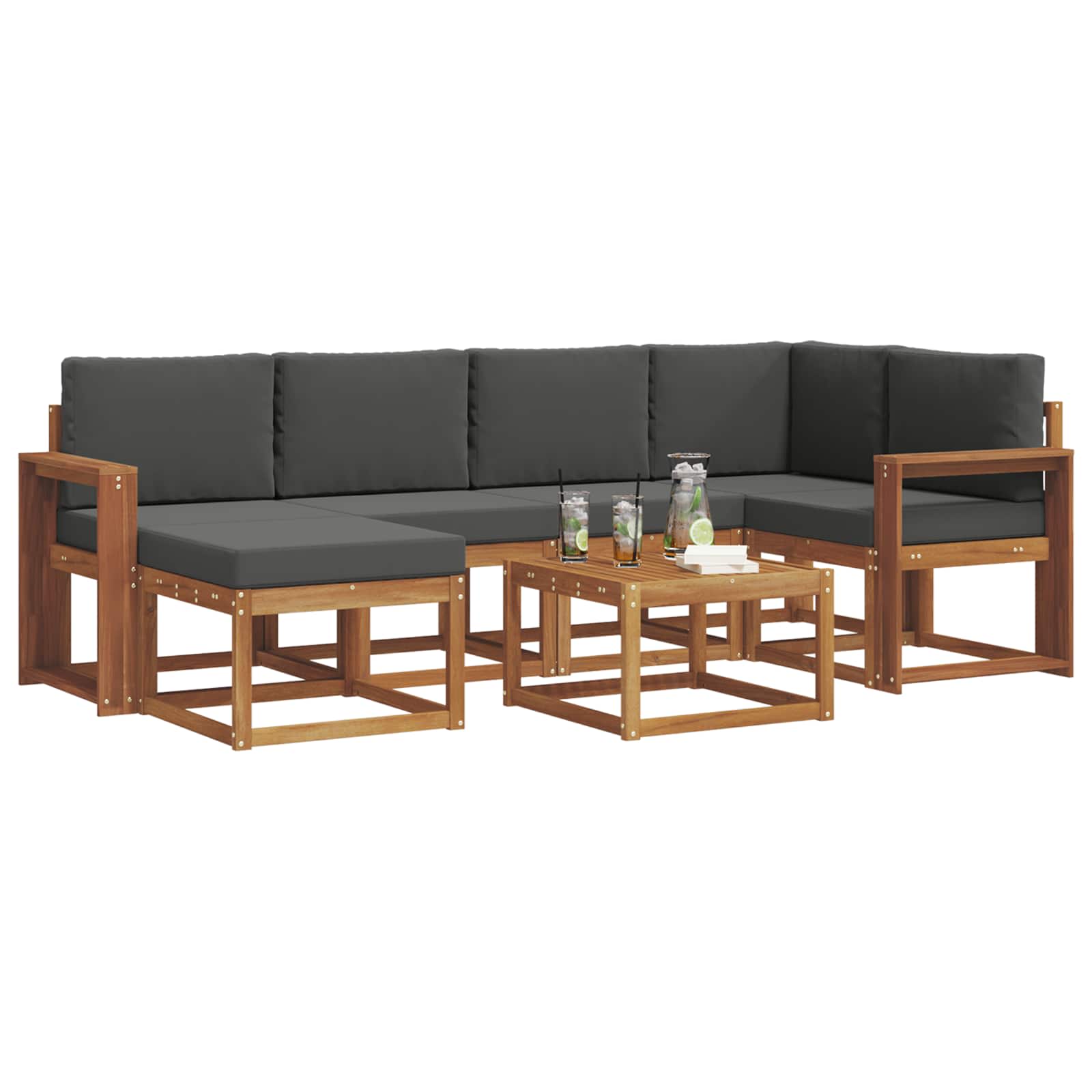 Ensemble de canapés d'extérieur 7 pcs Naturel et Anthracite - XIOS