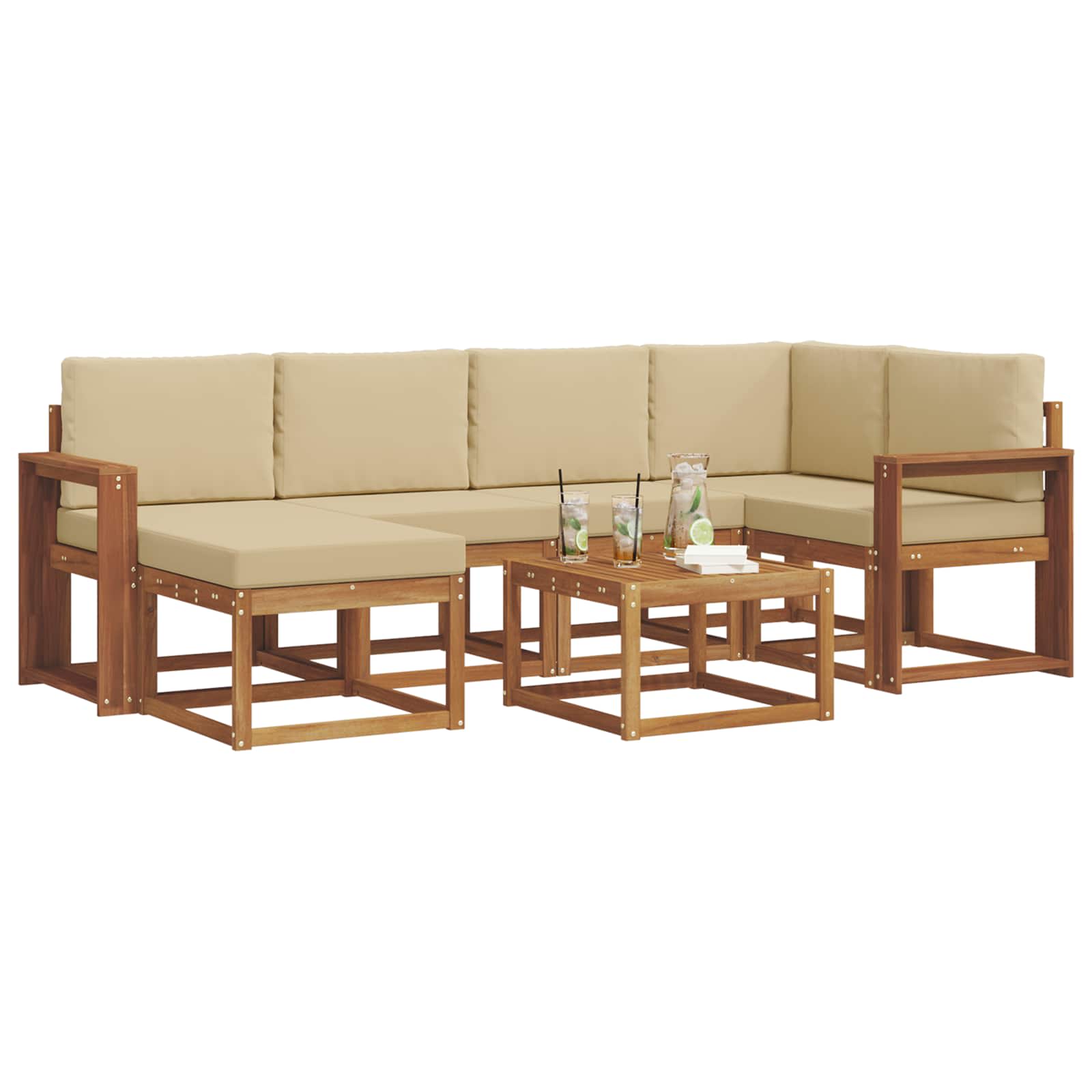 Ensemble de canapés d'extérieur 7 pcs Naturel et Beige - XIOS