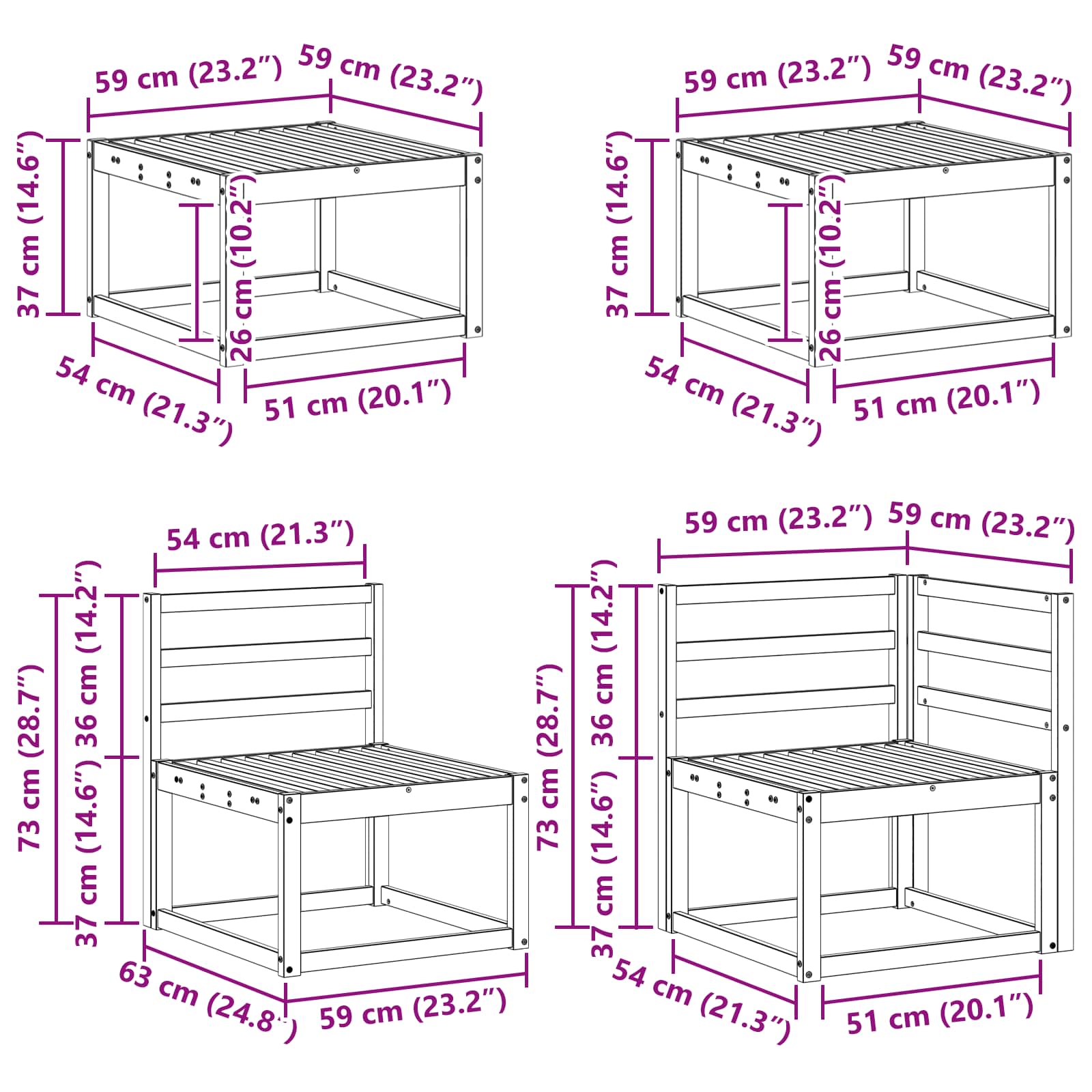 Ensemble de canapés d'extérieur 7 pcs Naturel - XIOS