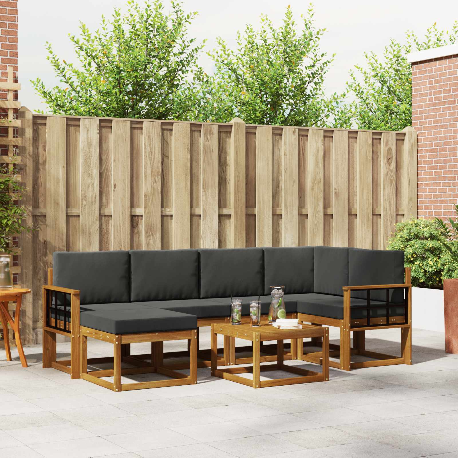 Ensemble de canapés d'extérieur 7 pcs Naturel et Anthracite - XIOS