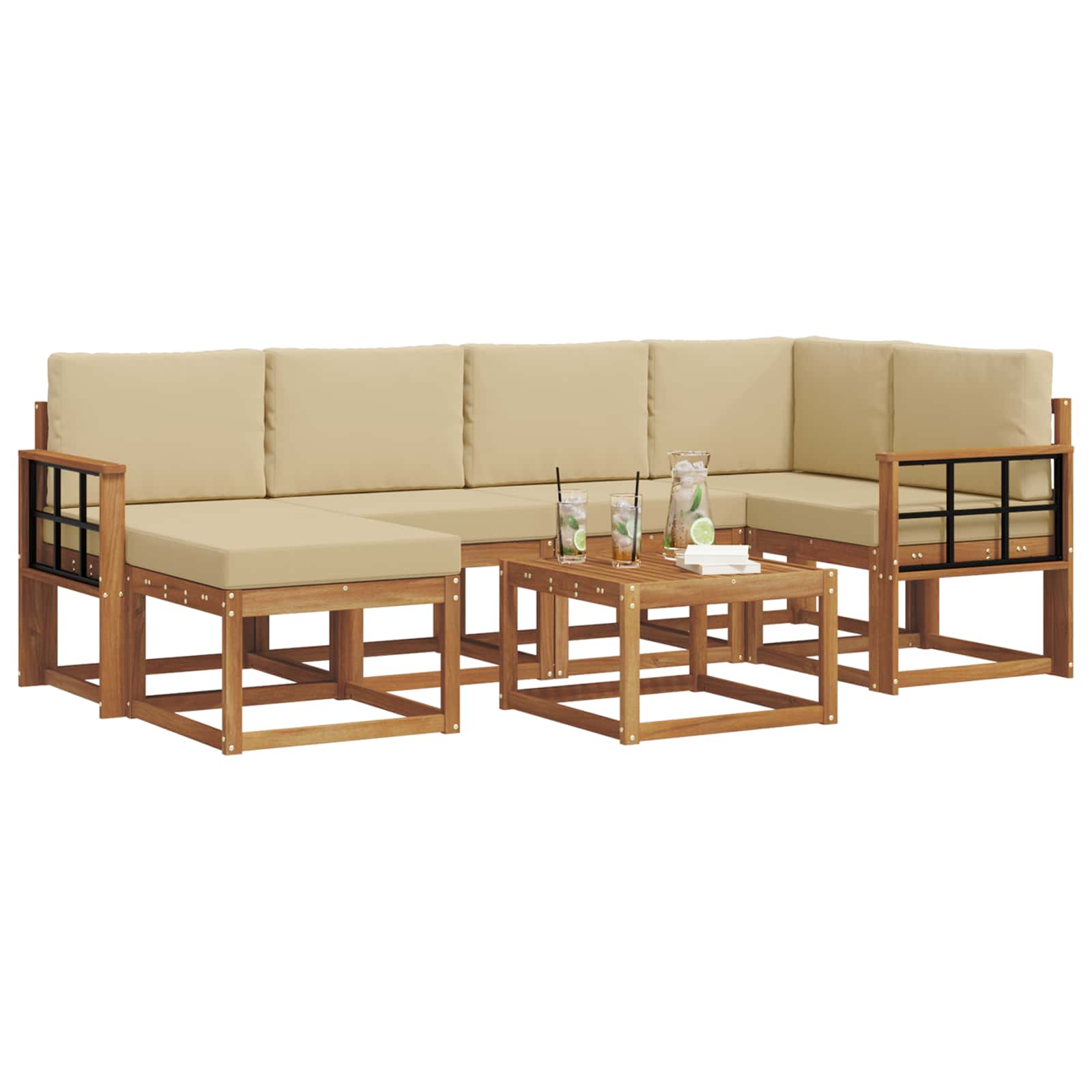 Ensemble de canapés d'extérieur 7 pcs Naturel et Beige - XIOS