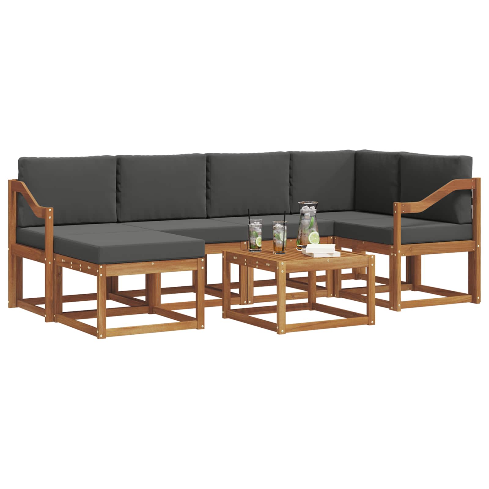 Ensemble de canapés d'extérieur 7 pcs Naturel et Anthracite - XIOS