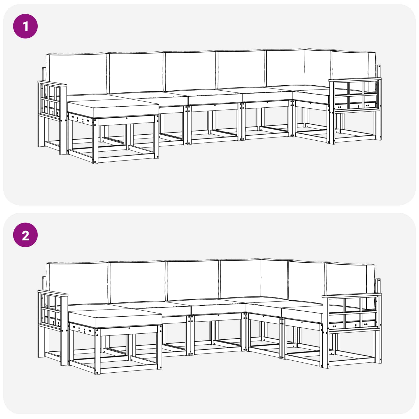 Ensemble de canapés d'extérieur 7 pcs Naturel et Beige - XIOS