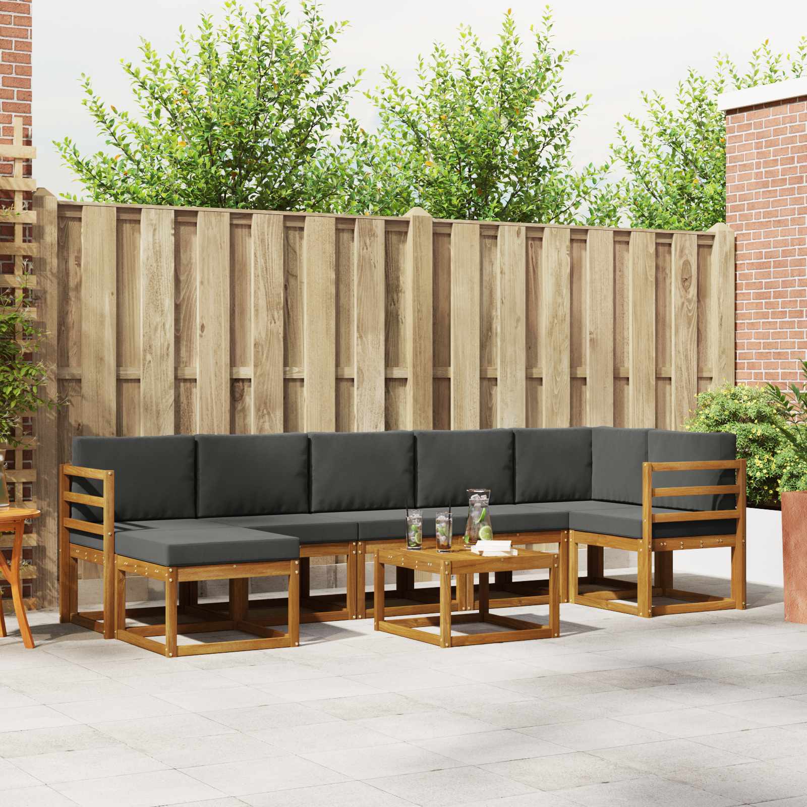 Ensemble de canapés d'extérieur 8 pcs Naturel et Anthracite - XIOS