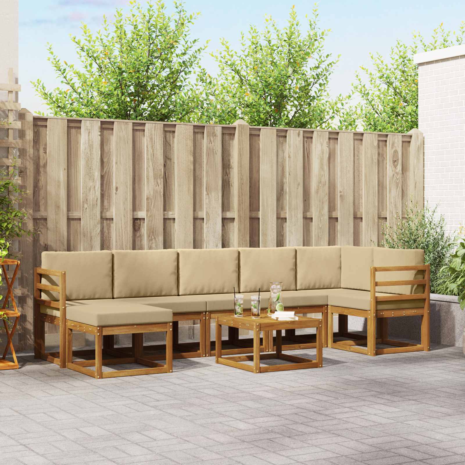 Ensemble de canapés d'extérieur 8 pcs Naturel et Beige - XIOS