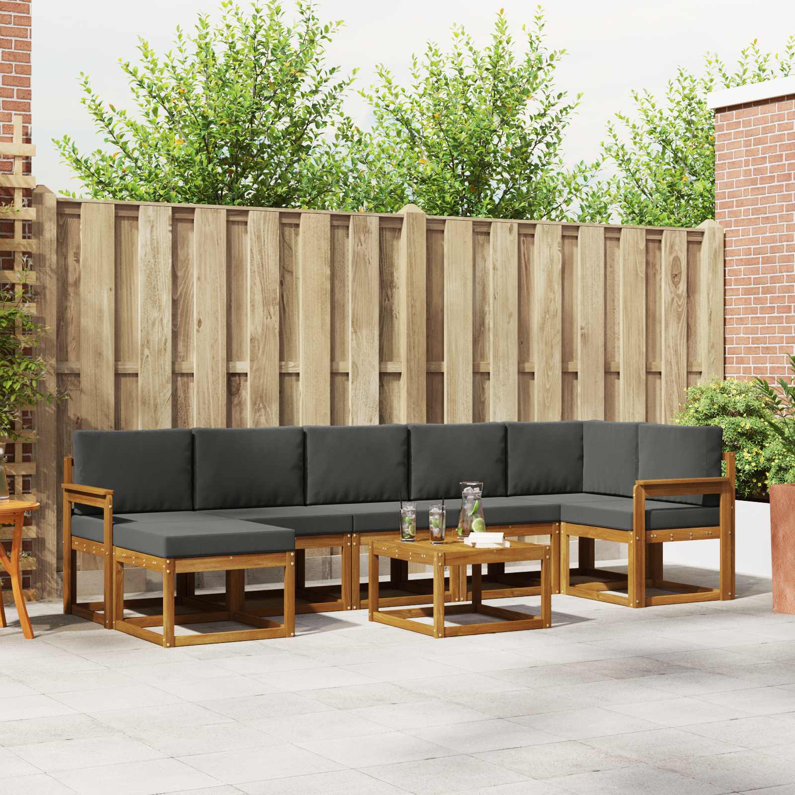 Ensemble de canapés d'extérieur 8 pcs Naturel et Anthracite - XIOS