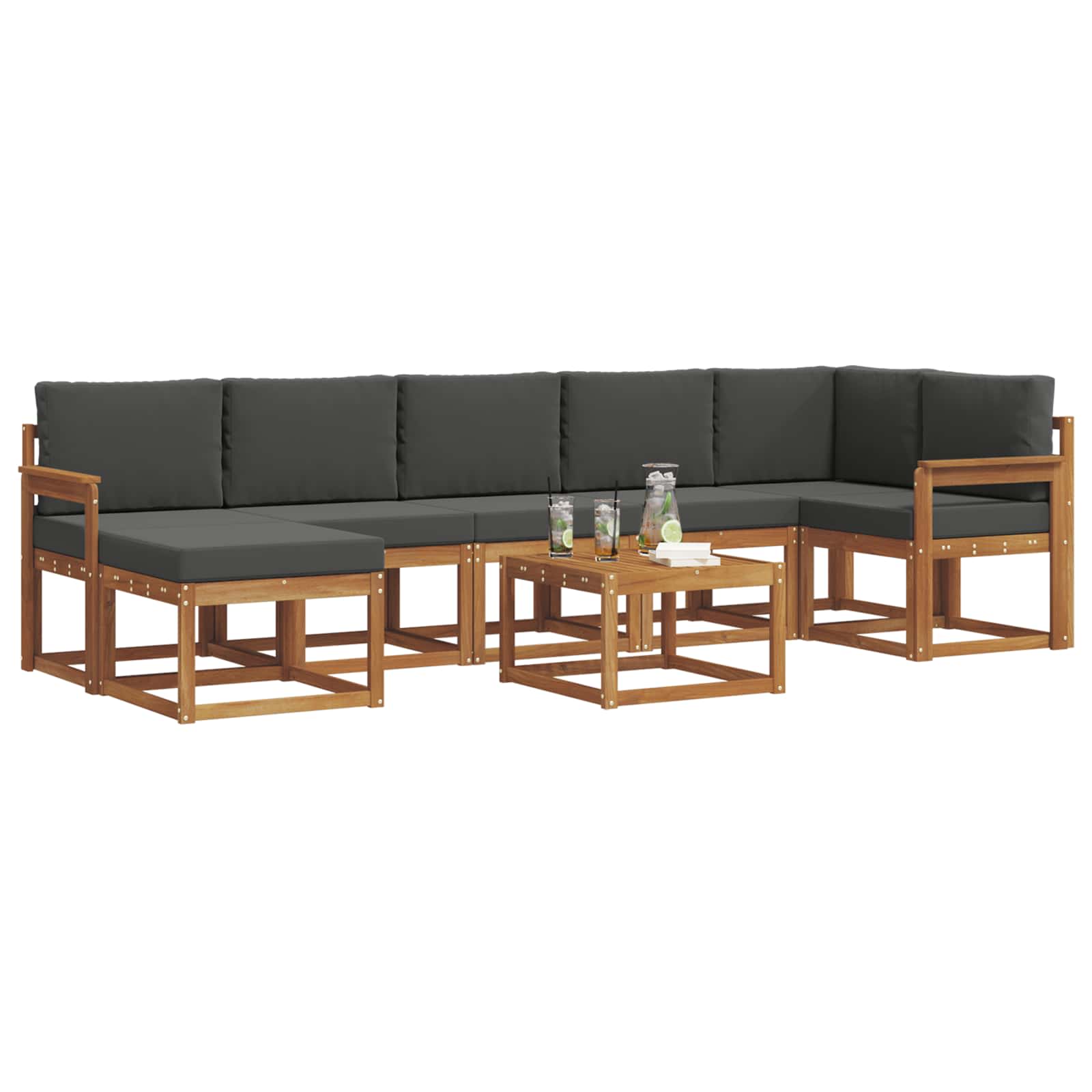 Ensemble de canapés d'extérieur 8 pcs Naturel et Anthracite - XIOS
