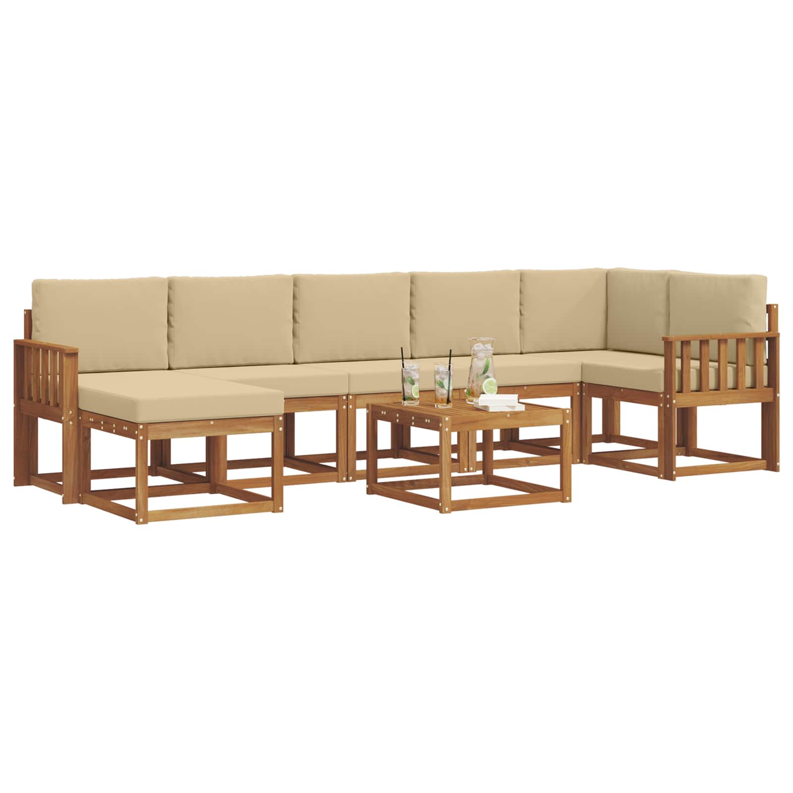 Ensemble de canapés d'extérieur 8 pcs Naturel et Beige - XIOS