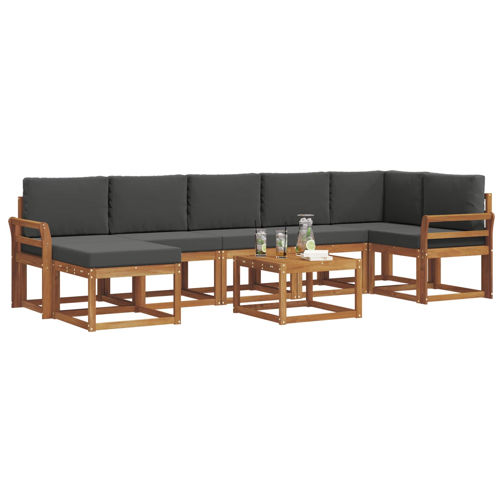 Ensemble de canapés d'extérieur 8 pcs Naturel et Anthracite - XIOS