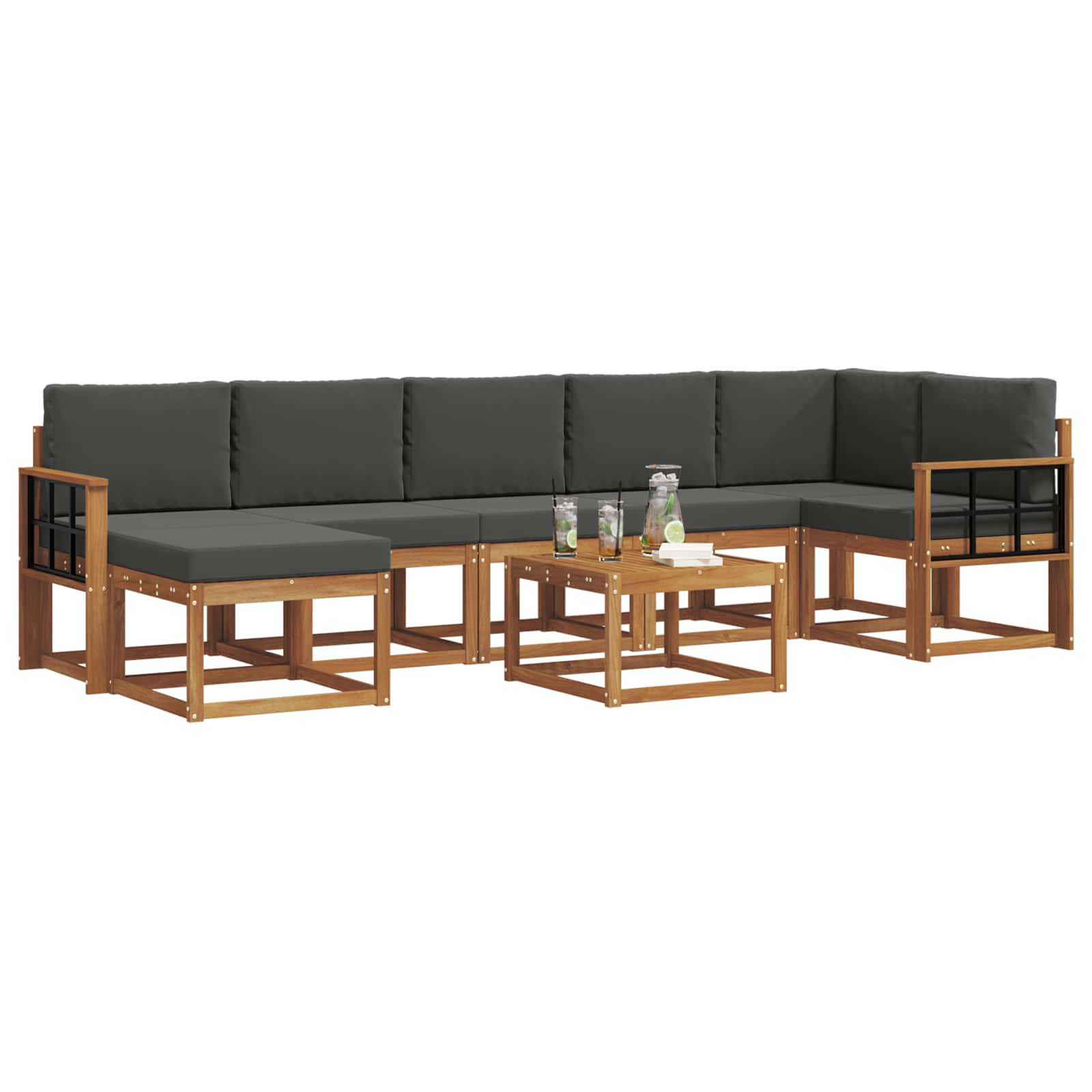 Ensemble de canapés d'extérieur 8 pcs Naturel et Anthracite - XIOS