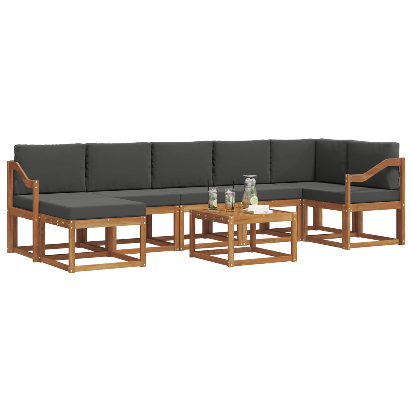 Ensemble de canapés d'extérieur 8 pcs Naturel et Anthracite - XIOS