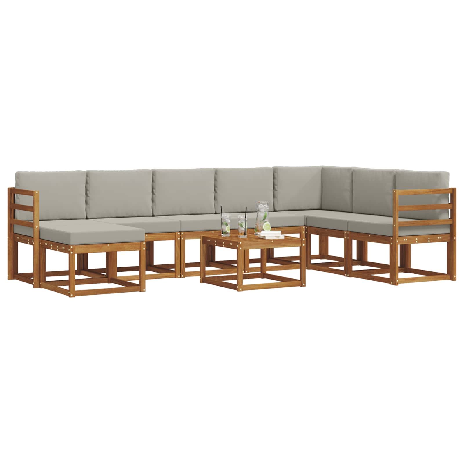 Ensemble de canapés d'extérieur 9 pcs Gris Naturel et Clair - XIOS