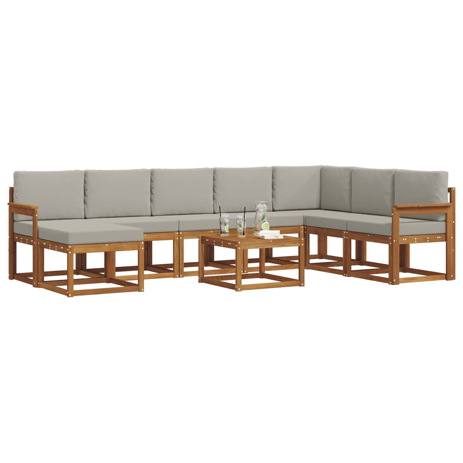 Ensemble de canapés d'extérieur 9 pcs Gris Naturel et Clair - XIOS
