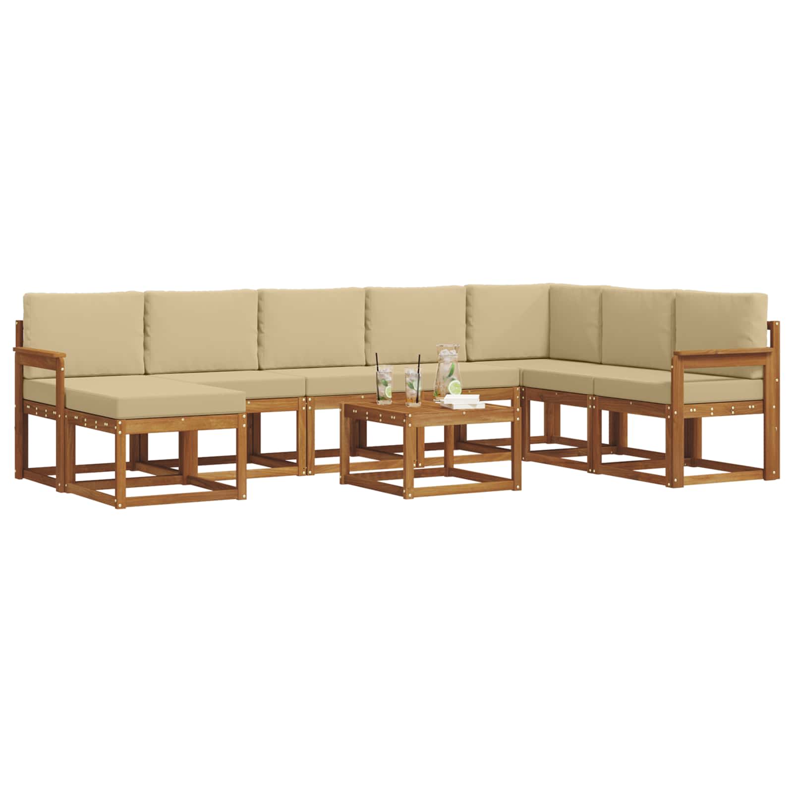 Ensemble de canapés d'extérieur 9 pcs Naturel et Beige - XIOS