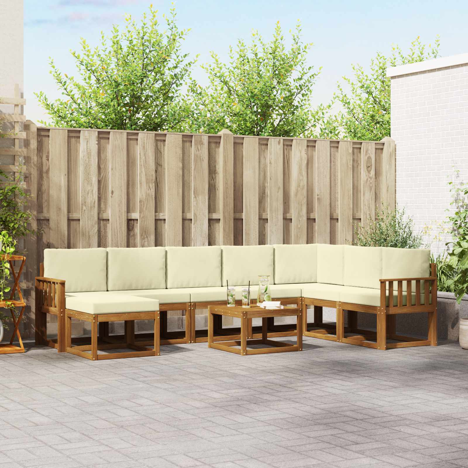 Ensemble de canapés d'extérieur 9 pcs Naturel et Crème - XIOS