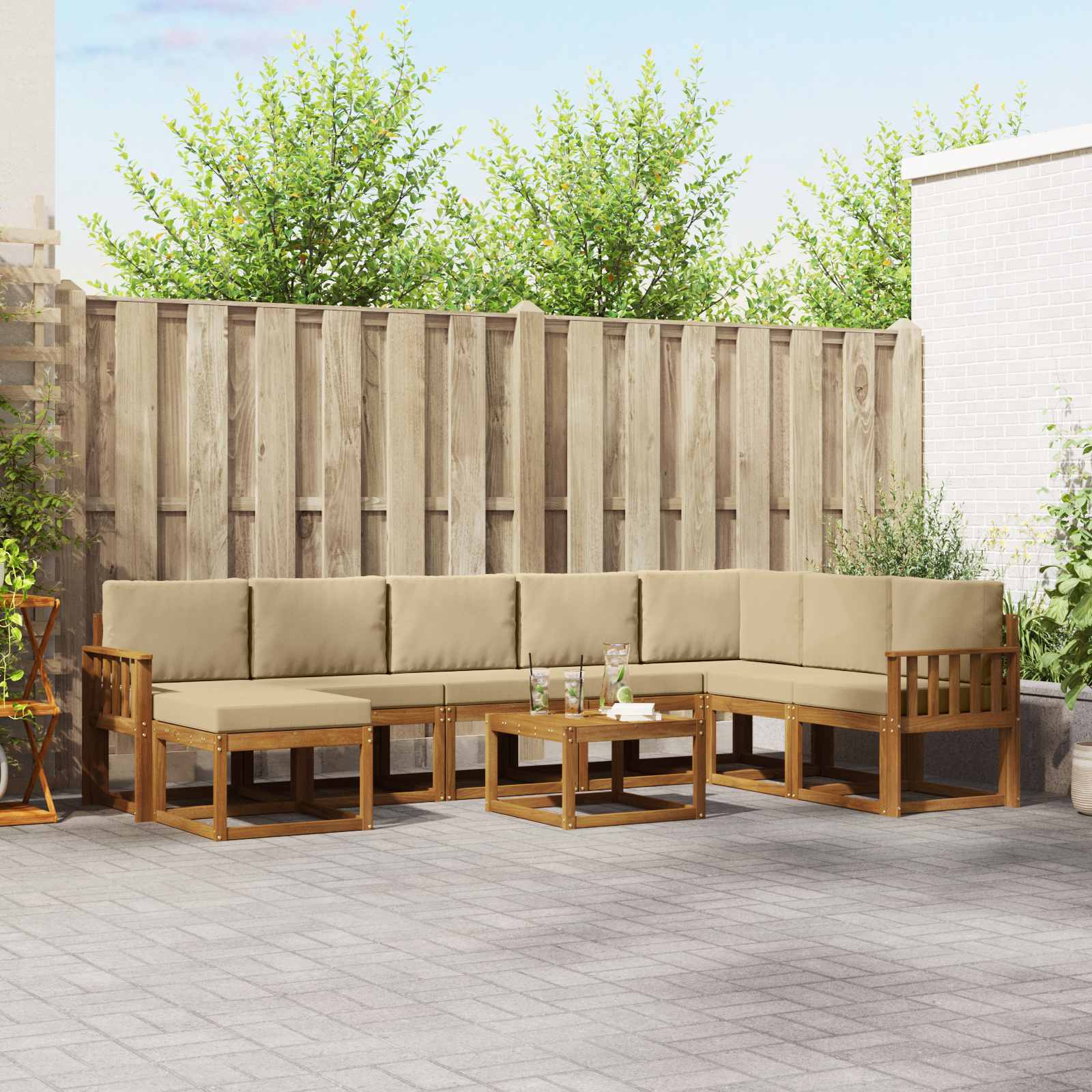 Ensemble de canapés d'extérieur 9 pcs Naturel et Beige - XIOS