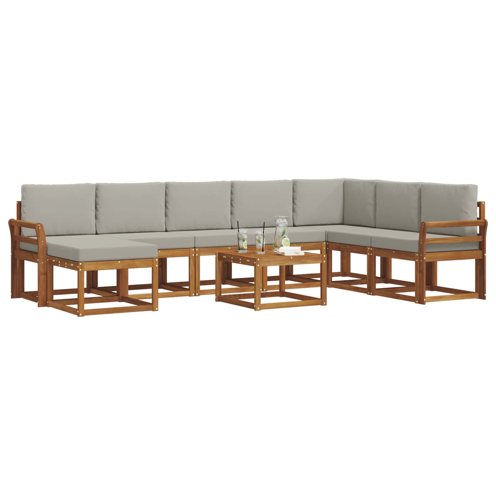Ensemble de canapés d'extérieur 9 pcs Gris Naturel et Clair - XIOS
