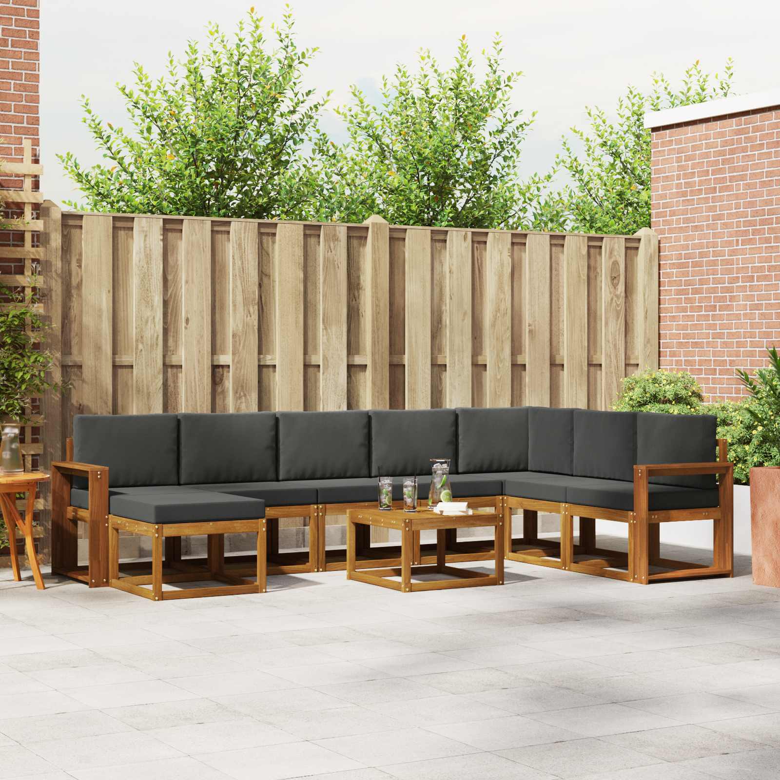 Ensemble de canapés d'extérieur 9 pcs Naturel et Anthracite - XIOS