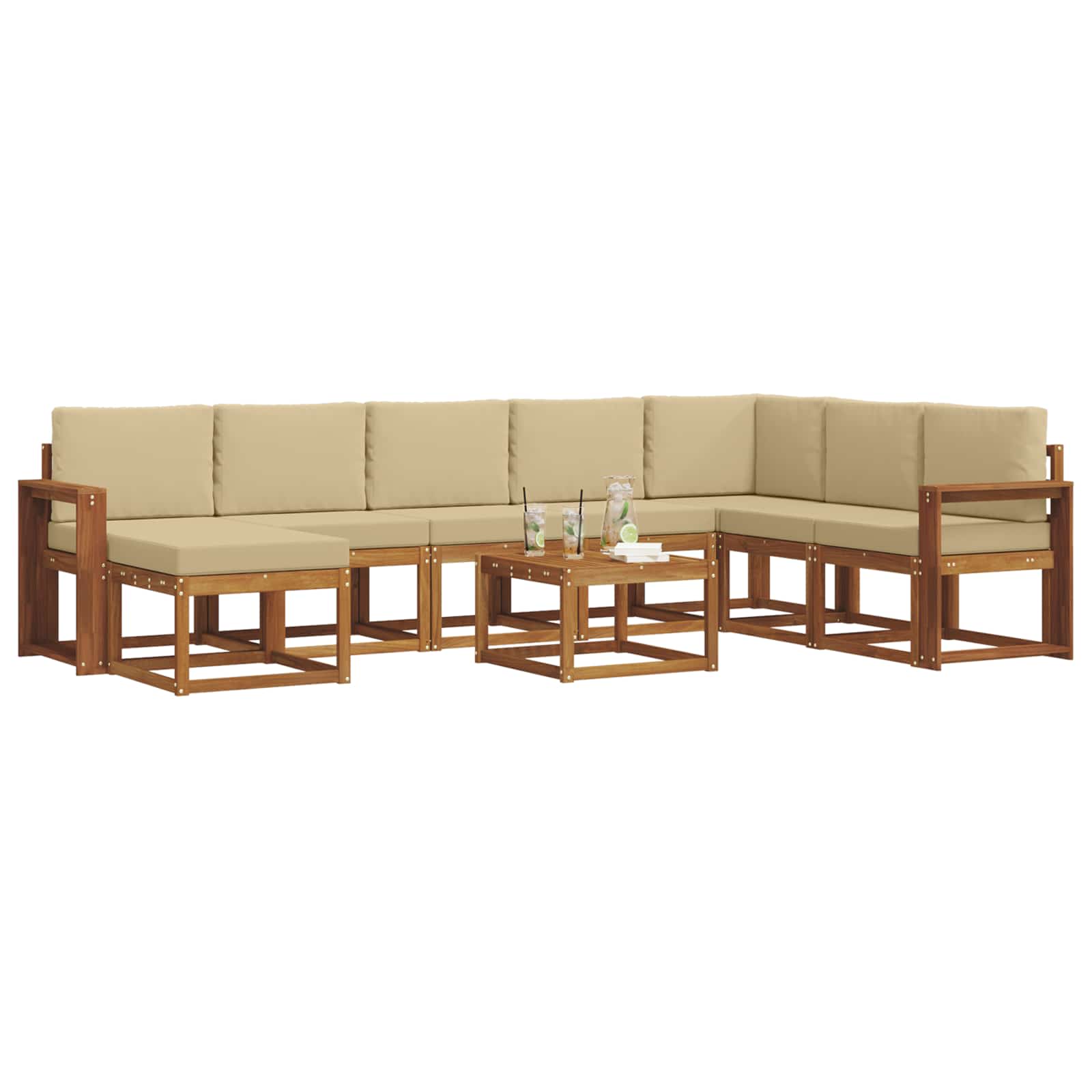 Ensemble de canapés d'extérieur 9 pcs Naturel et Beige - XIOS