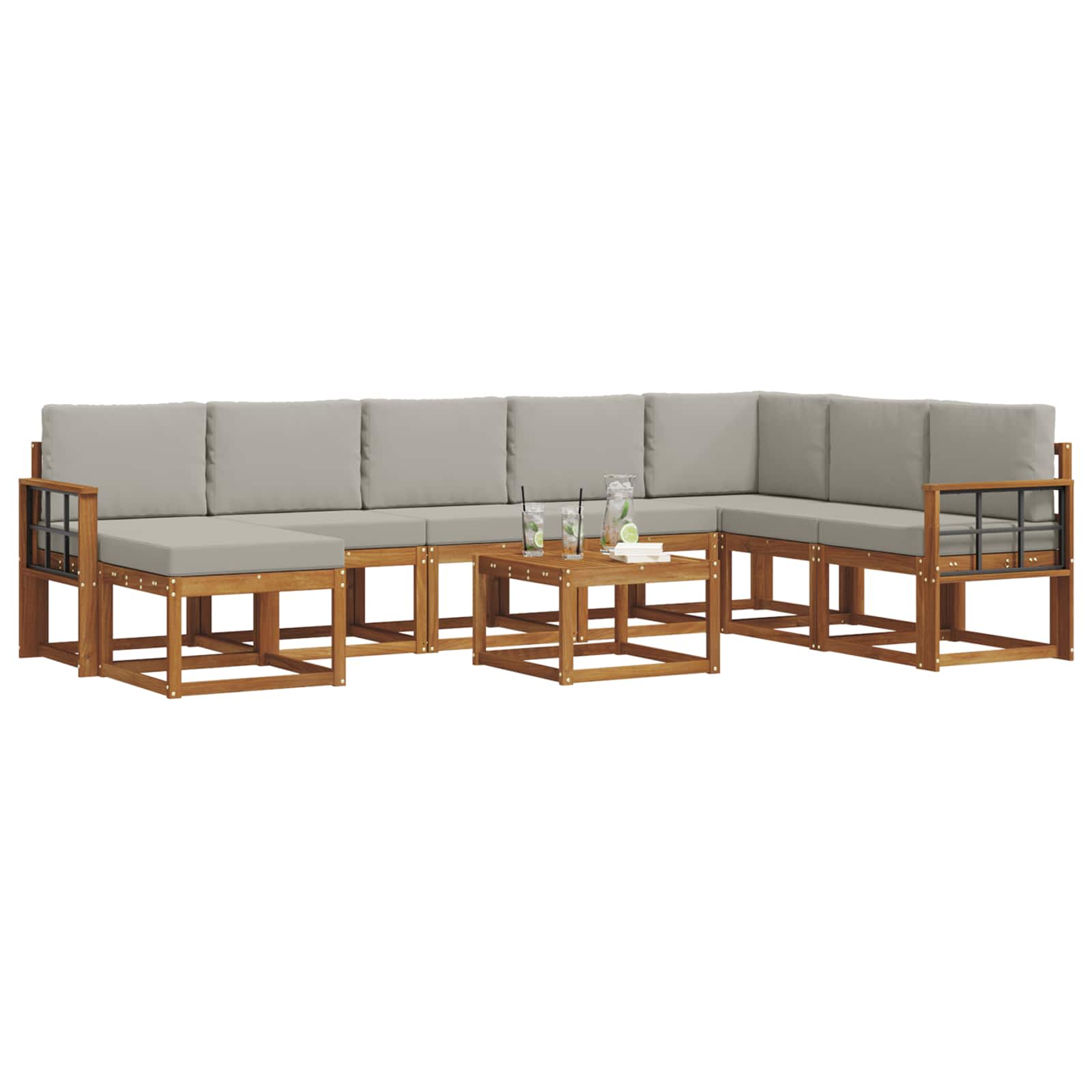 Ensemble de canapés d'extérieur 9 pcs Gris Naturel et Clair - XIOS