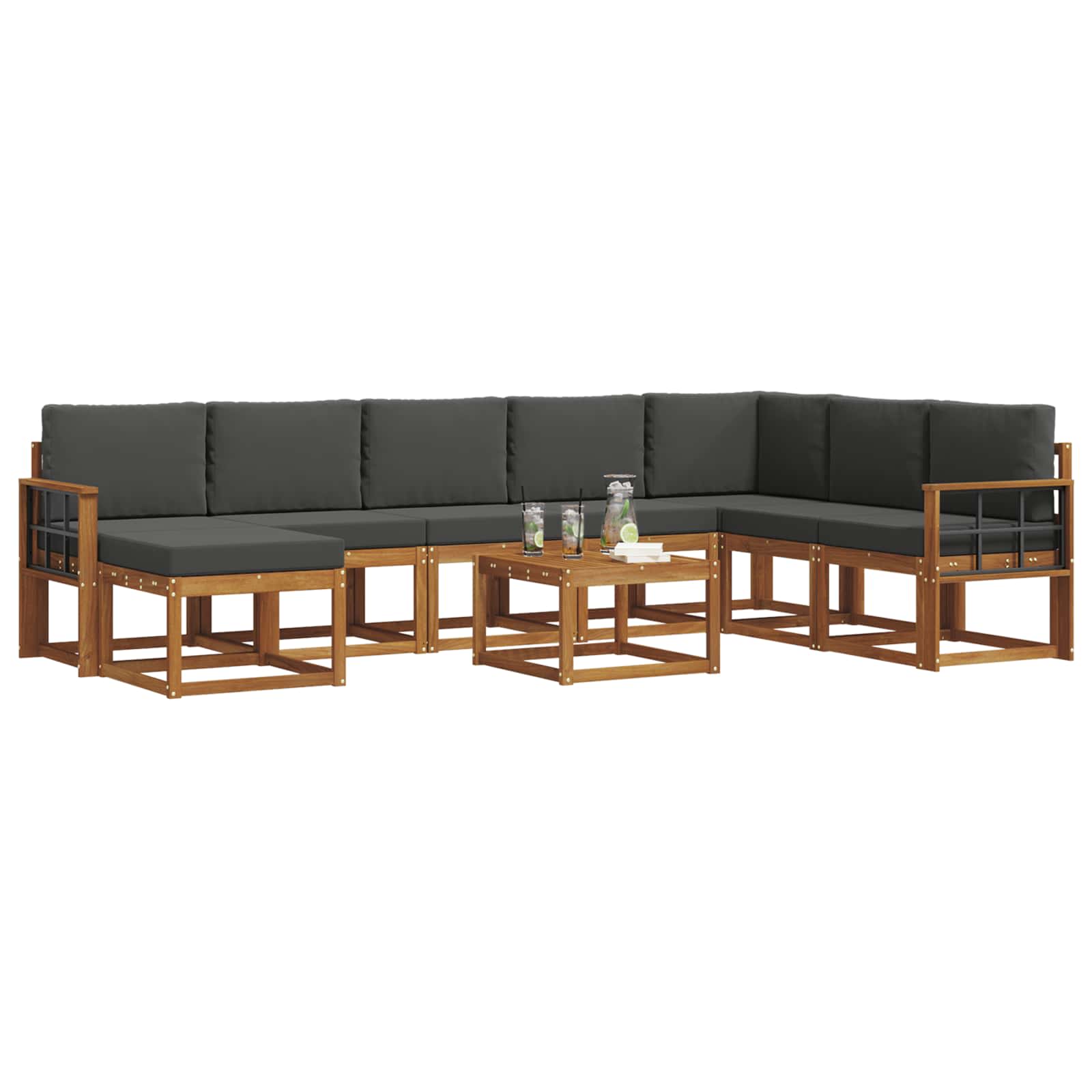 Ensemble de canapés d'extérieur 9 pcs Naturel et Anthracite - XIOS
