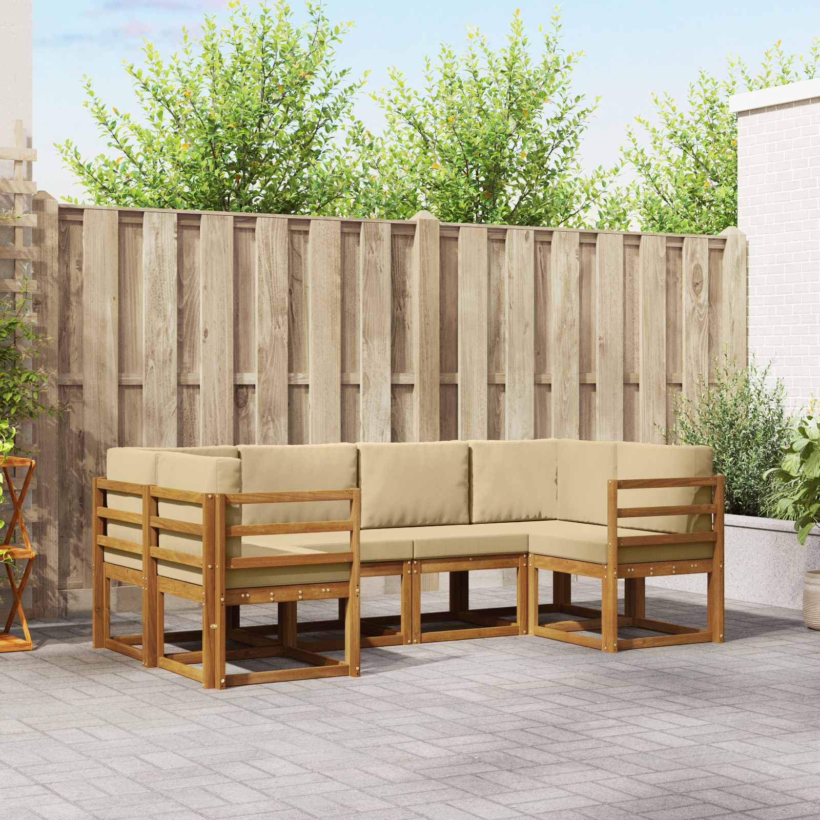 Ensemble de canapés d'extérieur 6 pcs Naturel et Beige - XIOS