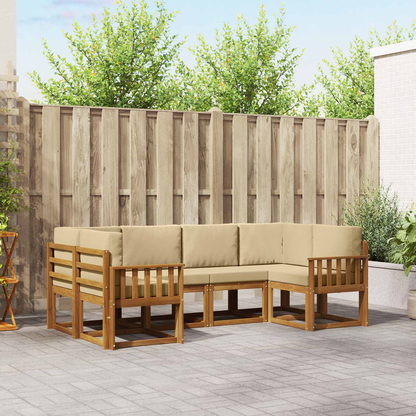 Ensemble de canapés d'extérieur 6 pcs Naturel et Beige - XIOS