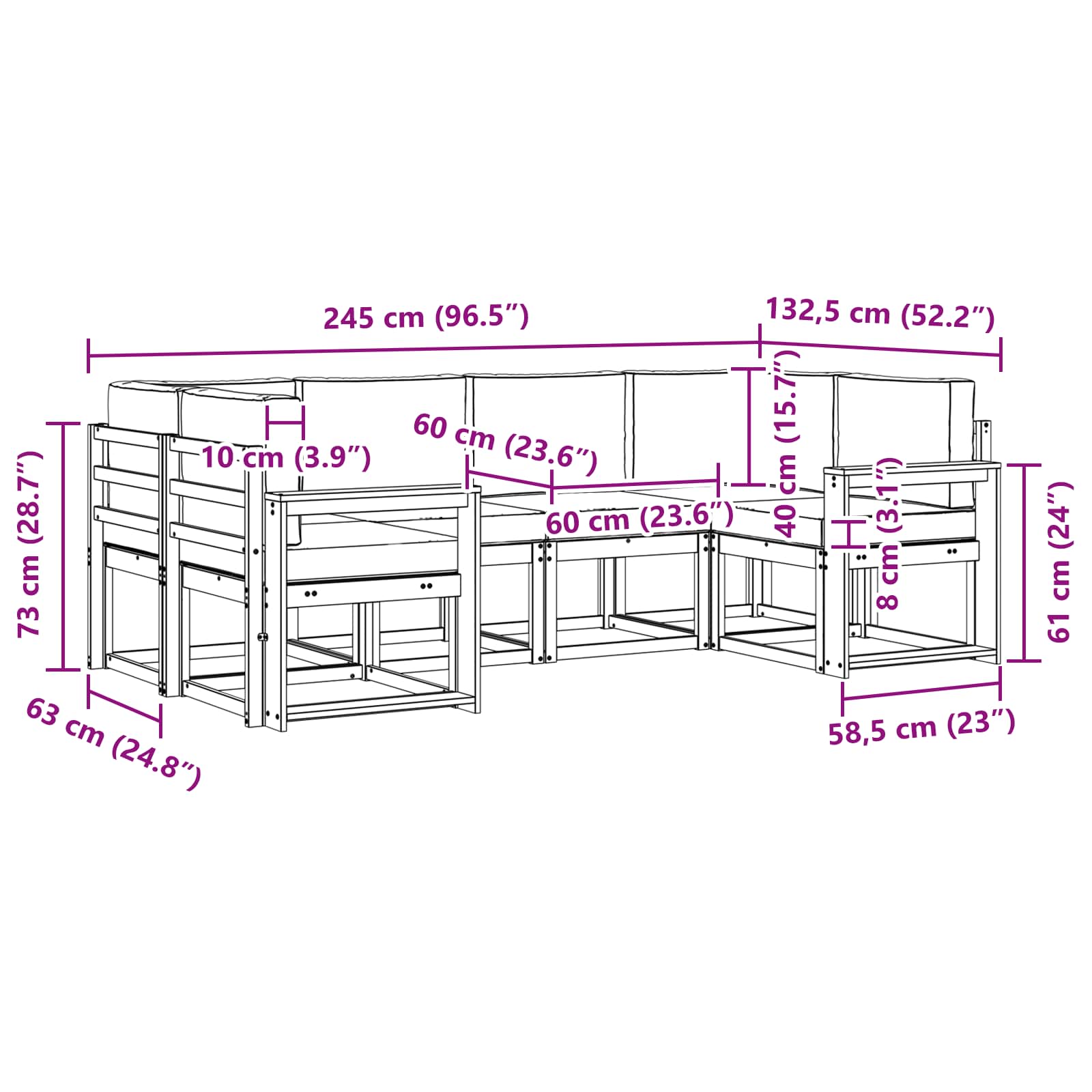 Ensemble de canapés d'extérieur 6 pcs Naturel et Beige - XIOS