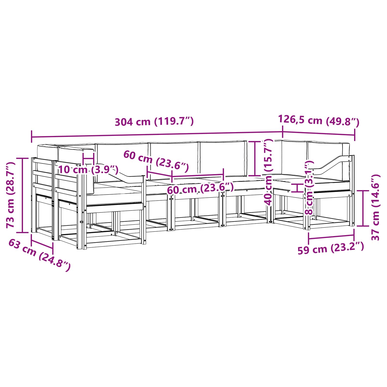 Ensemble de canapés d'extérieur 7 pcs Naturel et Beige - XIOS
