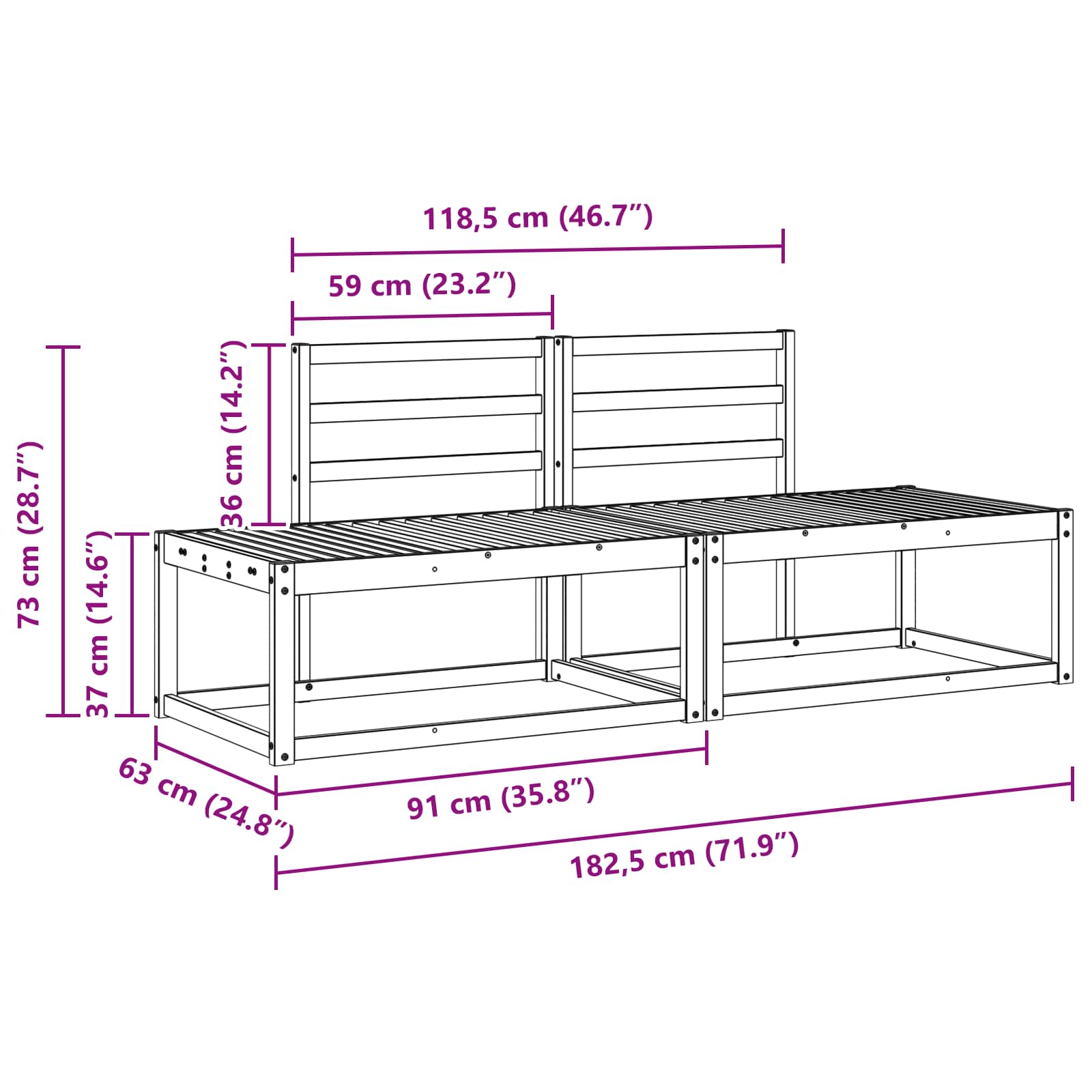 Ensemble de canapés d'extérieur 2 pcs Naturel - XIOS