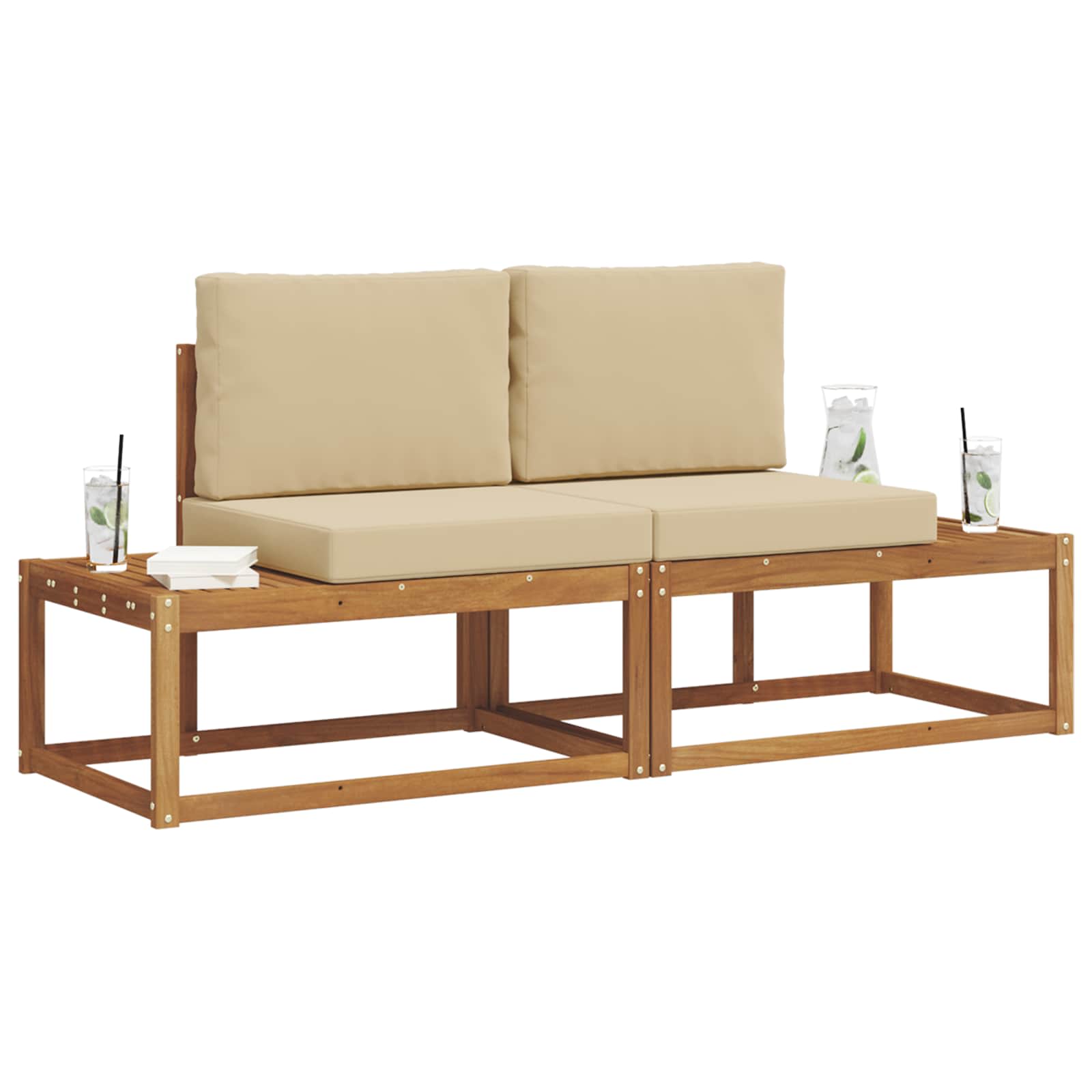 Ensemble de canapés d'extérieur avec coussin 2 pcs Naturel - XIOS
