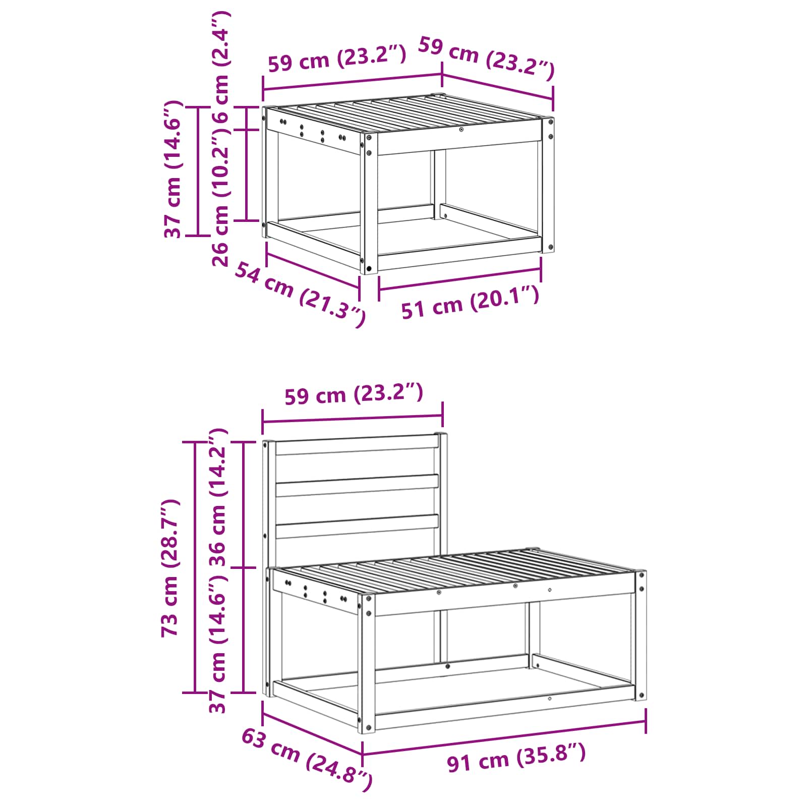 Ensemble de canapés d'extérieur 3 pcs Naturel - XIOS