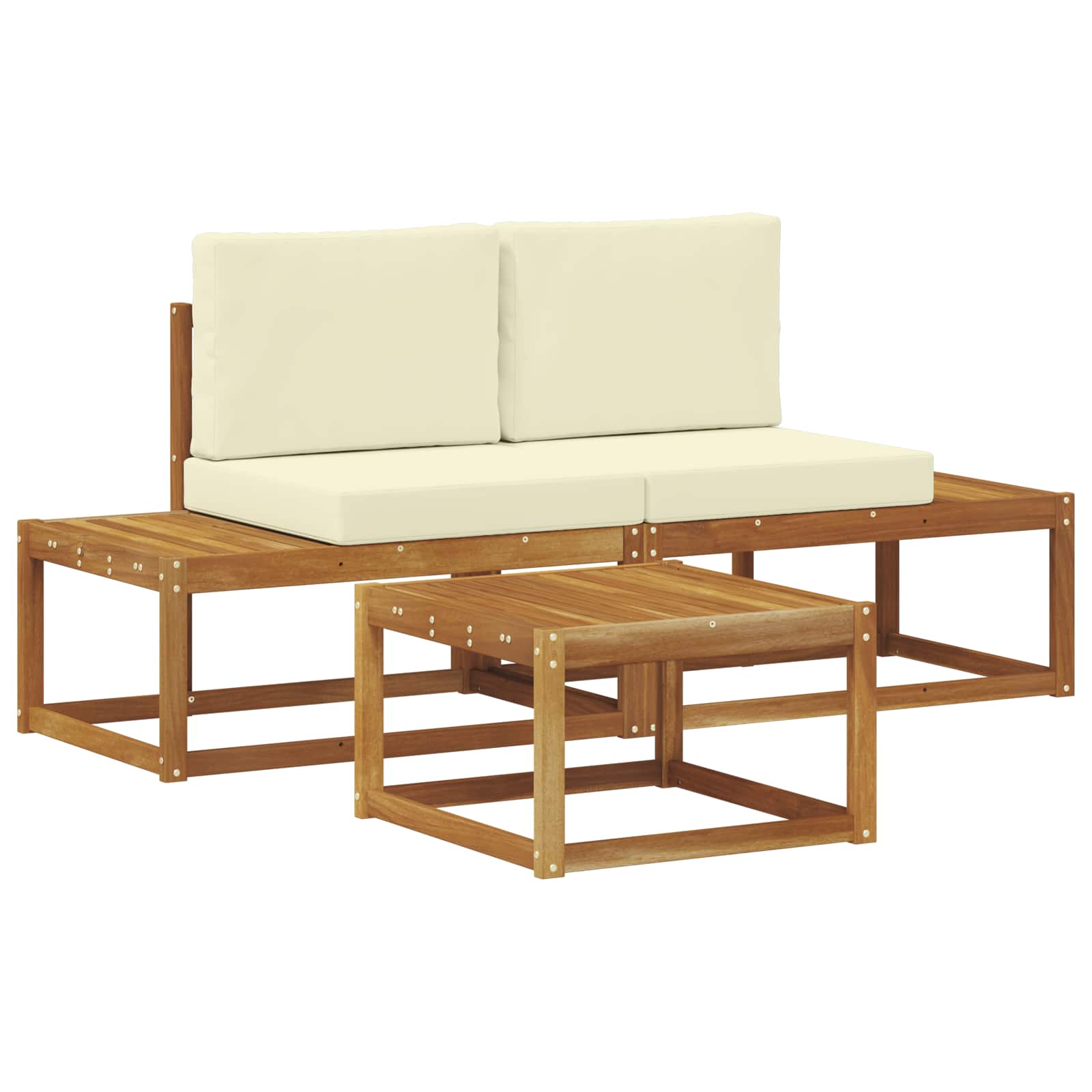 Ensemble de canapés d'extérieur avec coussin 3 pcs Naturel - XIOS