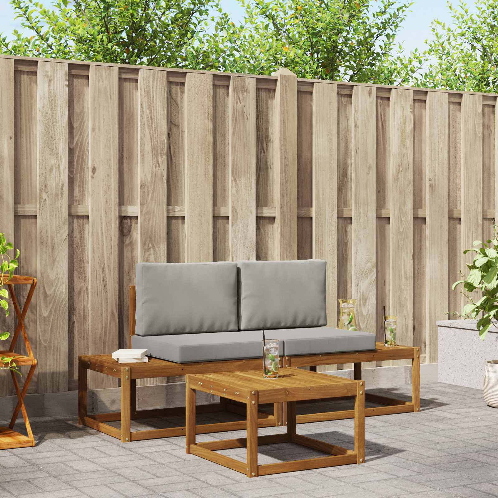 Ensemble de canapés d'extérieur avec coussin 3 pcs Naturel - XIOS