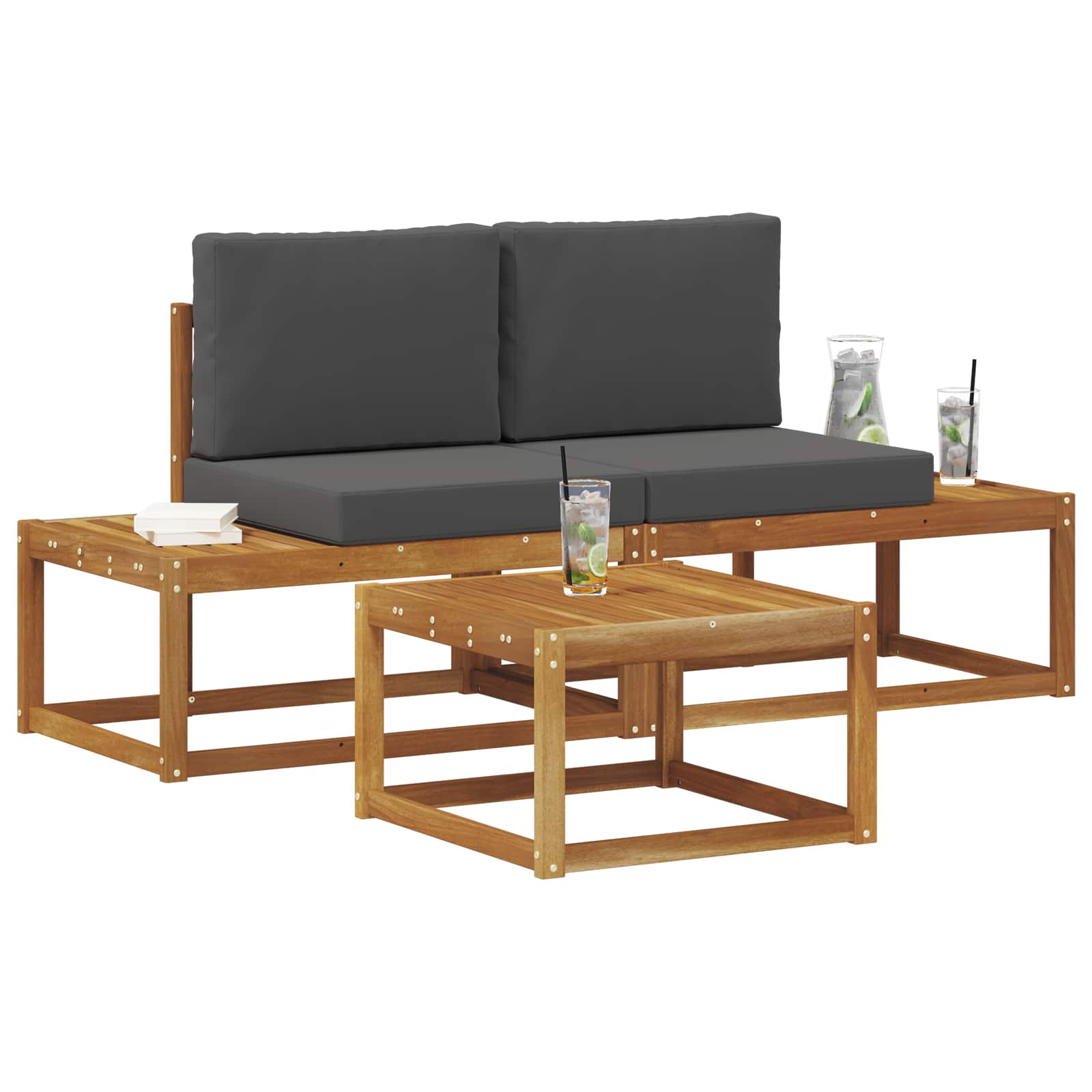 Ensemble de canapés d'extérieur avec coussin 3 pcs Naturel - XIOS