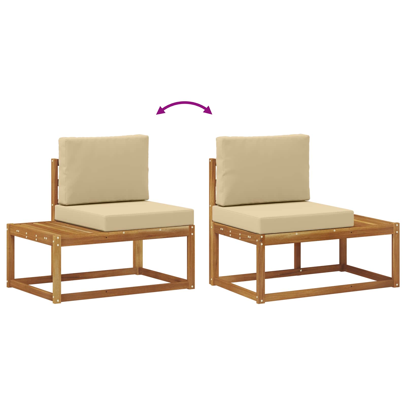 Ensemble de canapés d'extérieur avec coussin 3 pcs Naturel - XIOS