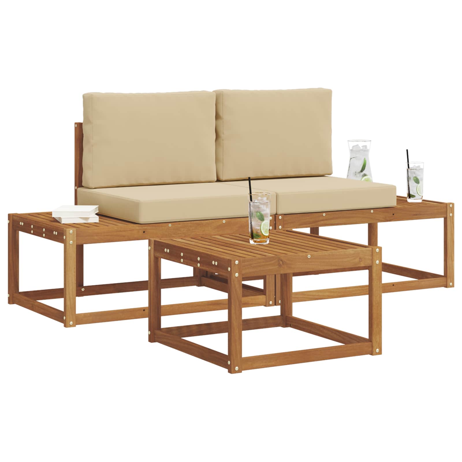 Ensemble de canapés d'extérieur avec coussin 3 pcs Naturel - XIOS