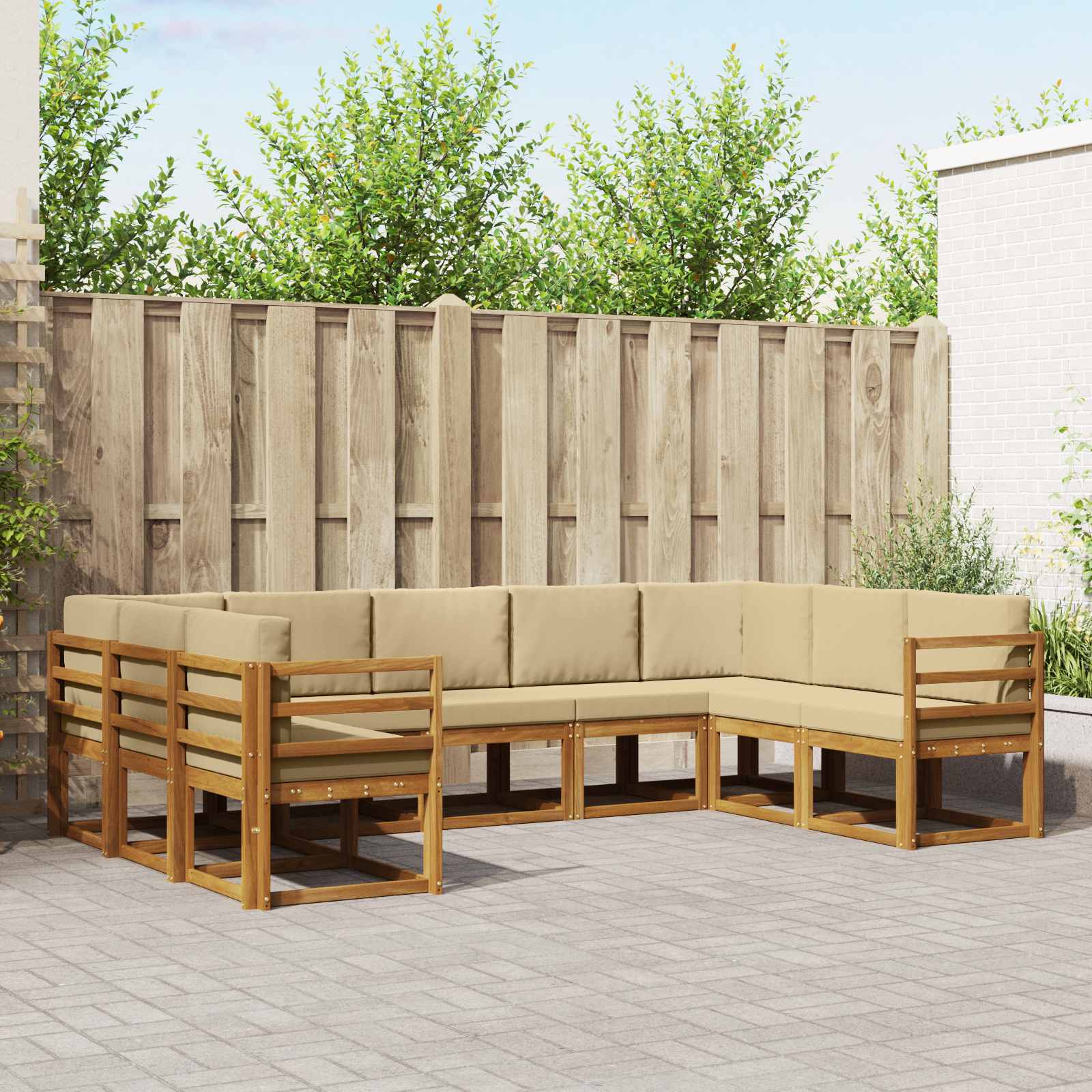Ensemble de canapés d'extérieur 9 pcs Naturel et Beige - XIOS